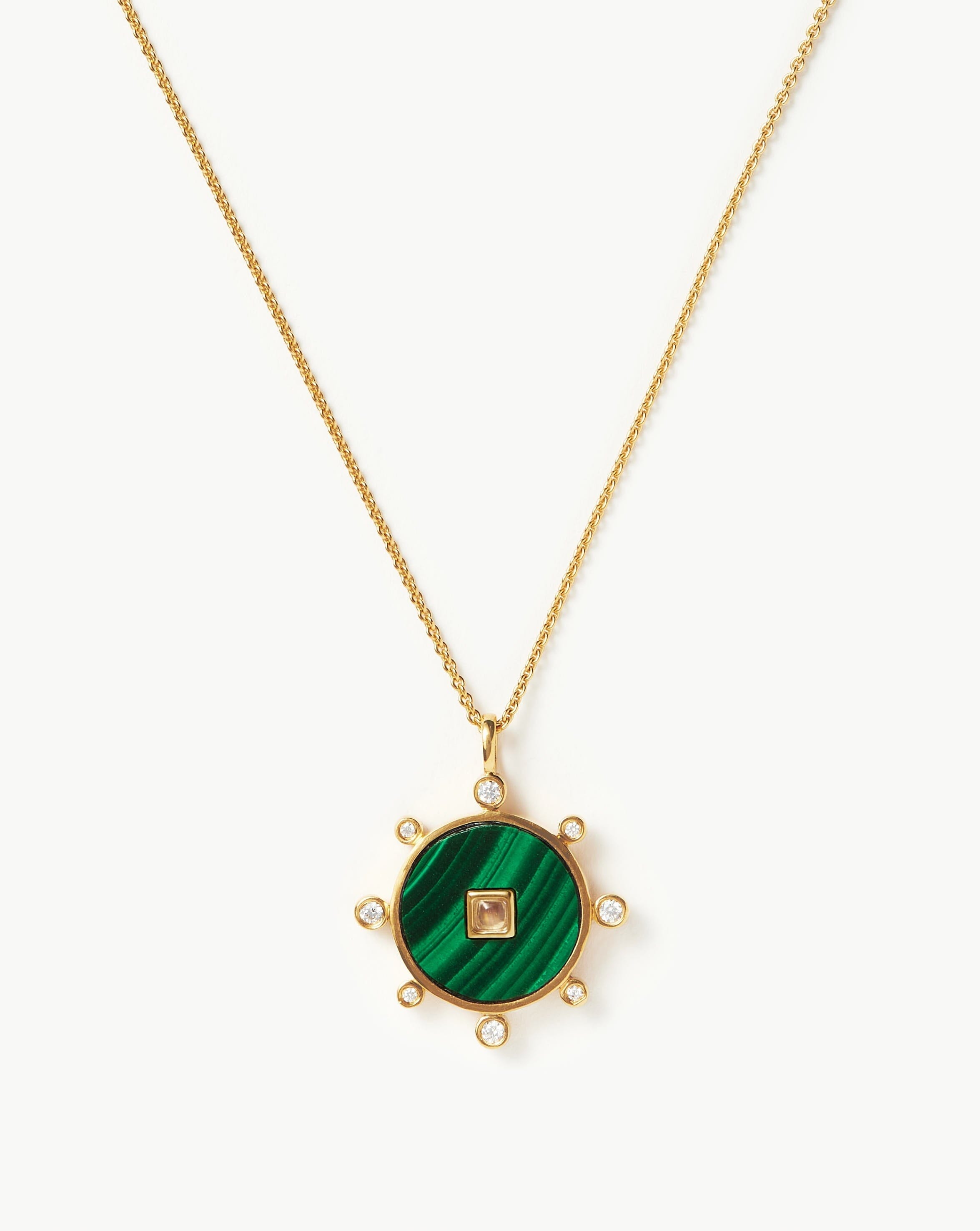 Malachite Amulet Pendant Necklace | 18ct Gold Plated Vermeil/Malachite Necklaces Missoma 18ct Gold Plated Vermeil/Malachite 