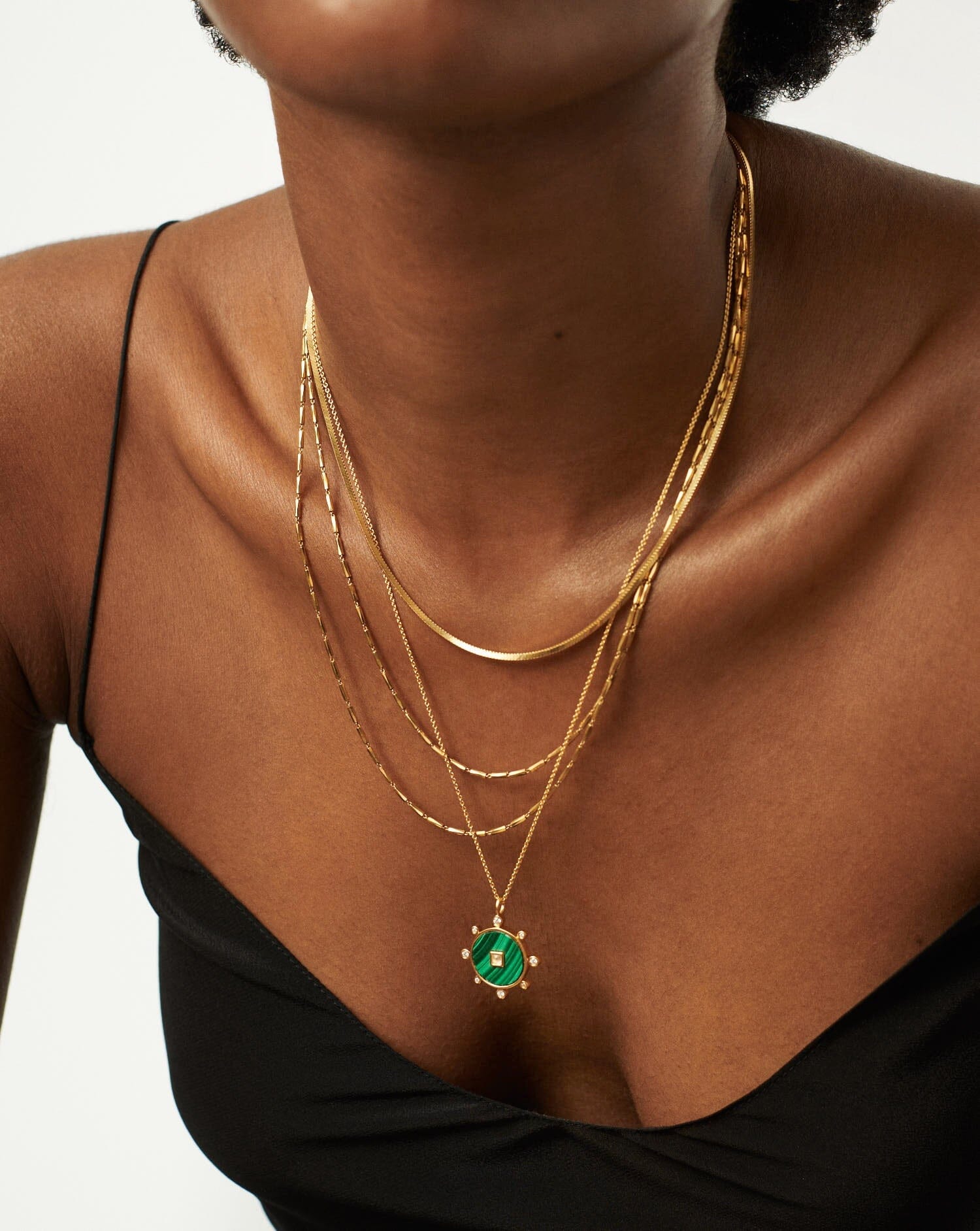 Nialaya Gold Necklace with Square Malachite Pendant – Nialaya Jewelry