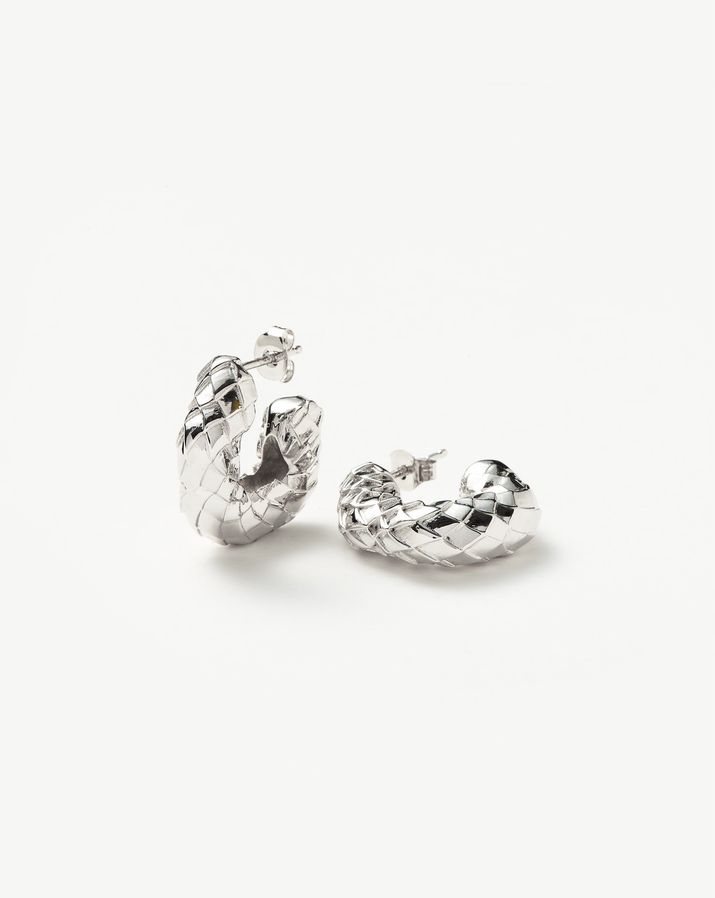 Medium Serpent Textured Chubby Hoop Earrings | Silver Plated Earrings Missoma Silver Plated 