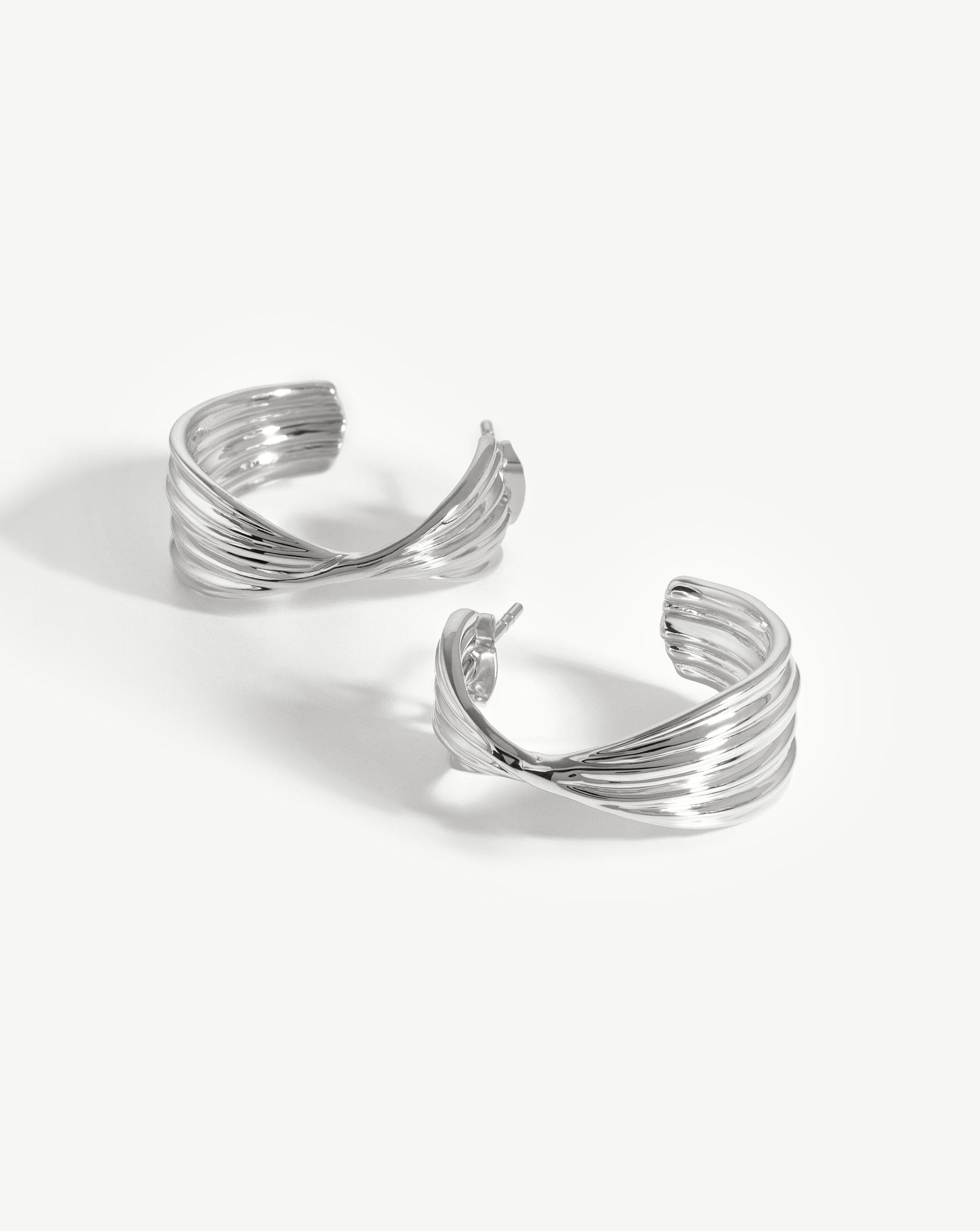 Medium Wave Hoop Earrings | Silver Plated Earrings Missoma 