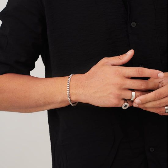 Mens Flat Curb Chain Bracelet | Silver Plated Bracelets Missoma 