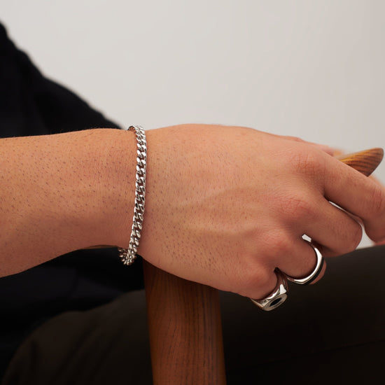 Mens Flat Curb Chain Bracelet | Silver Plated Bracelets Missoma 