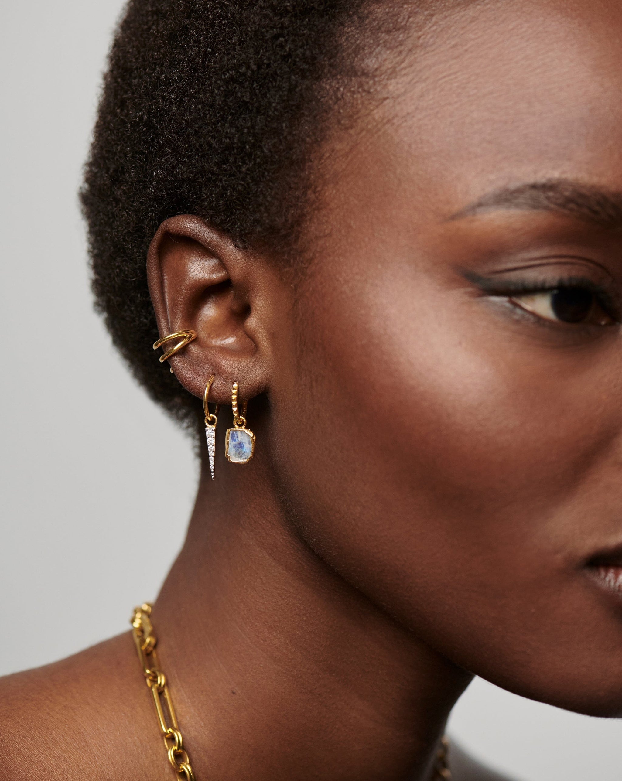 Diamond Rockaway Mini Pyramid Hoop Earrings