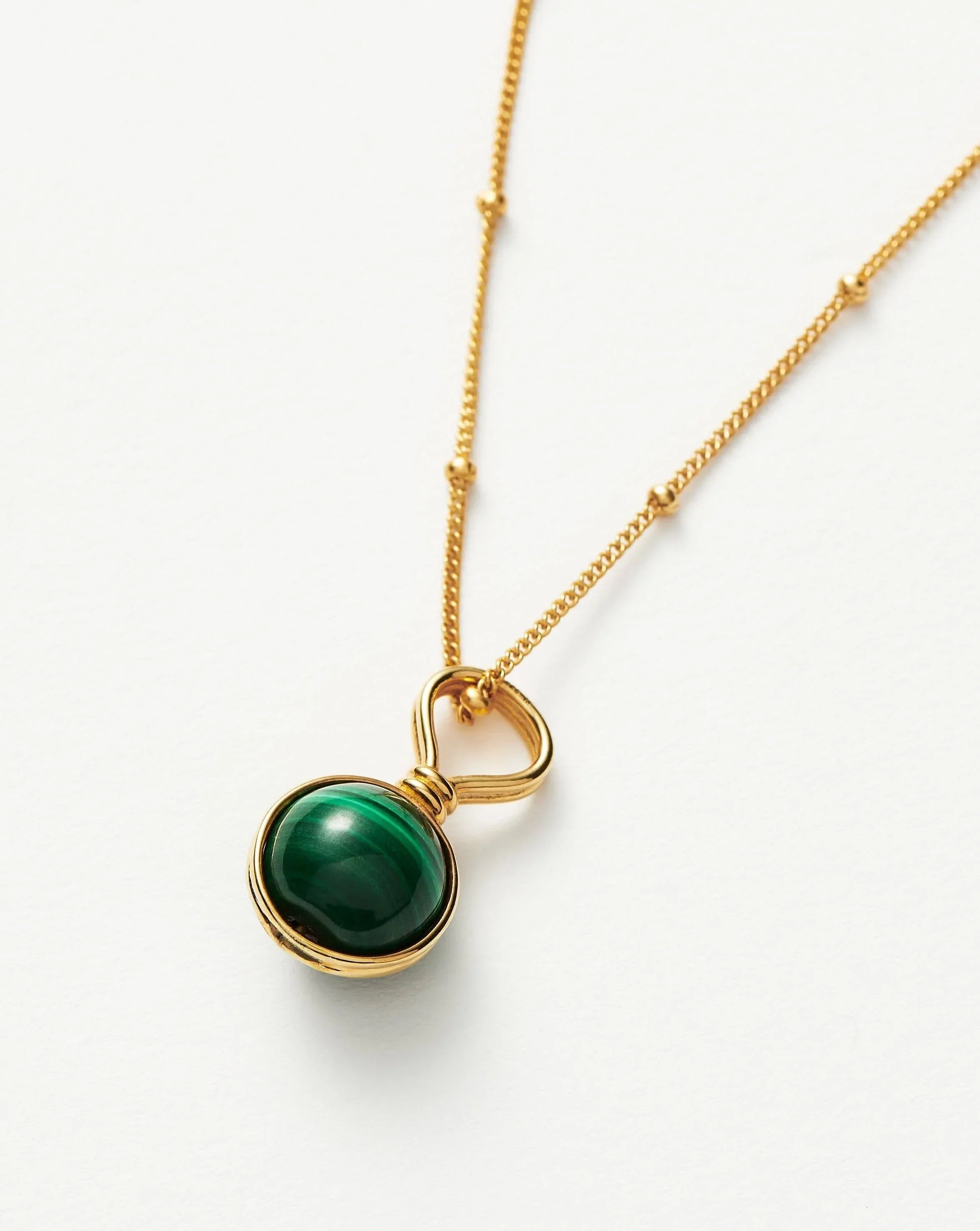 Mini Sphere Pendant Necklace | 18ct Gold Plated Vermeil/Malachite Necklaces Missoma 