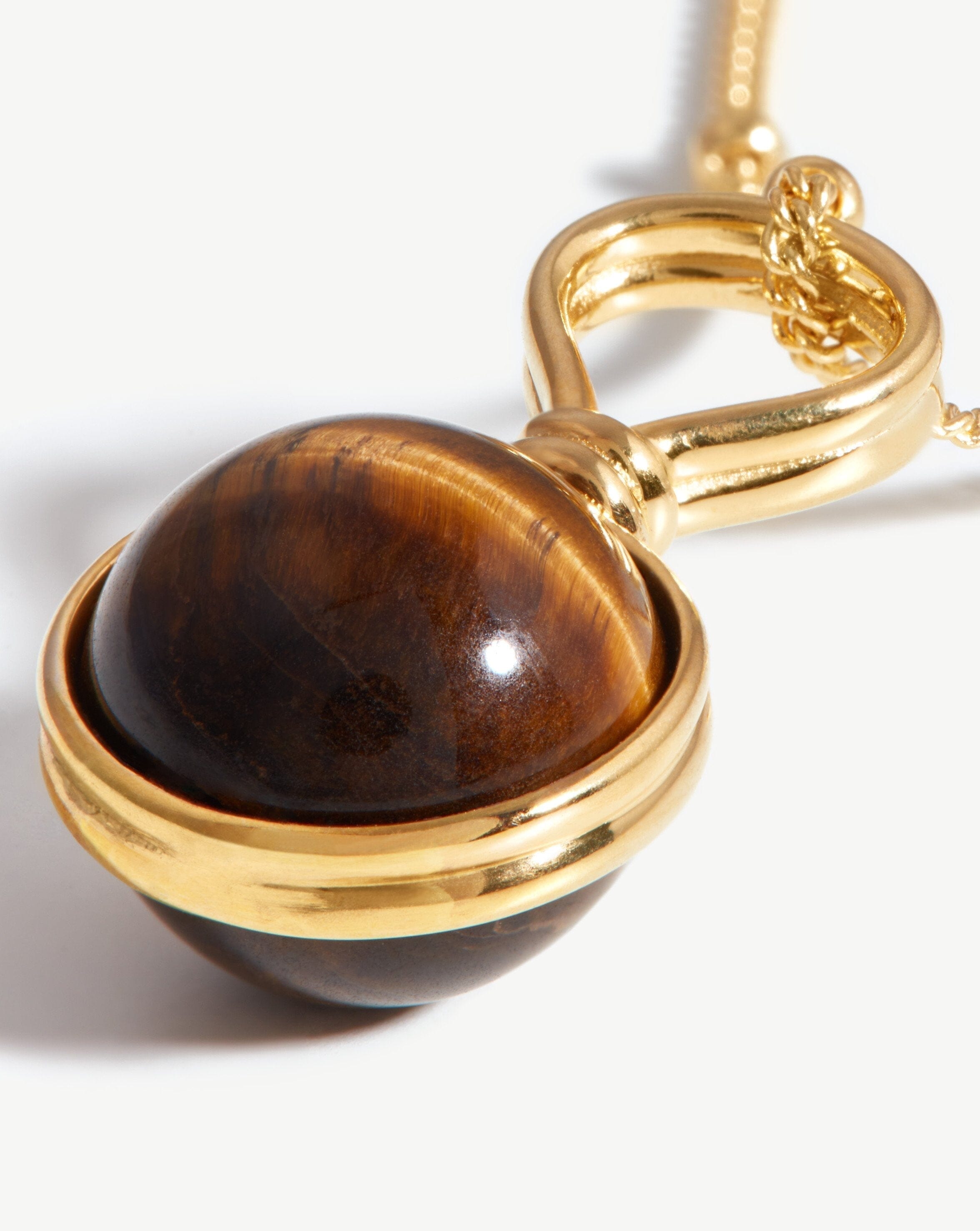 Mini Sphere Pendant Necklace | 18ct Gold Plated Vermeil/Tigers Eye Necklaces Missoma 