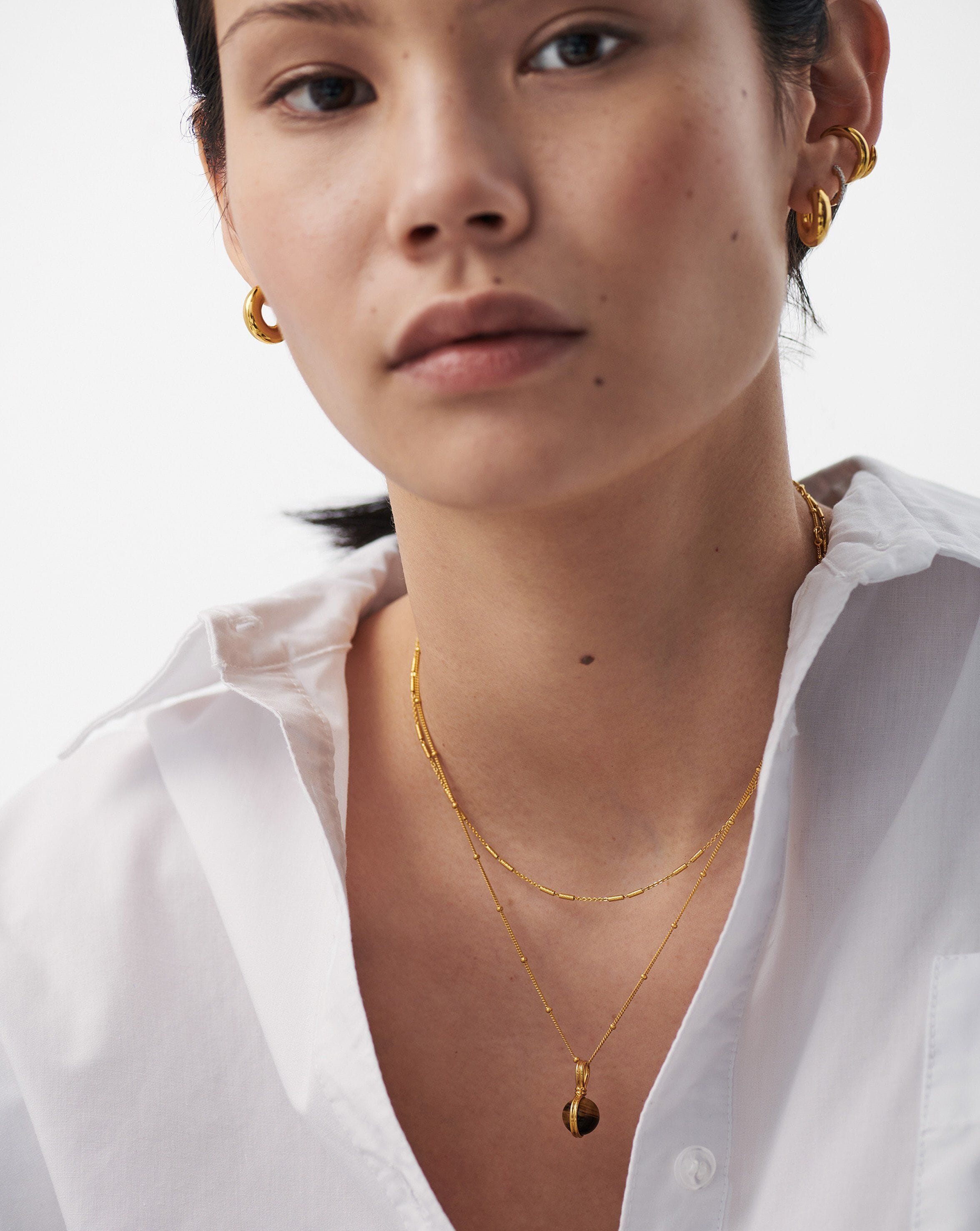 Mini Sphere Pendant Necklace | 18ct Gold Plated Vermeil/Tigers Eye Necklaces Missoma 