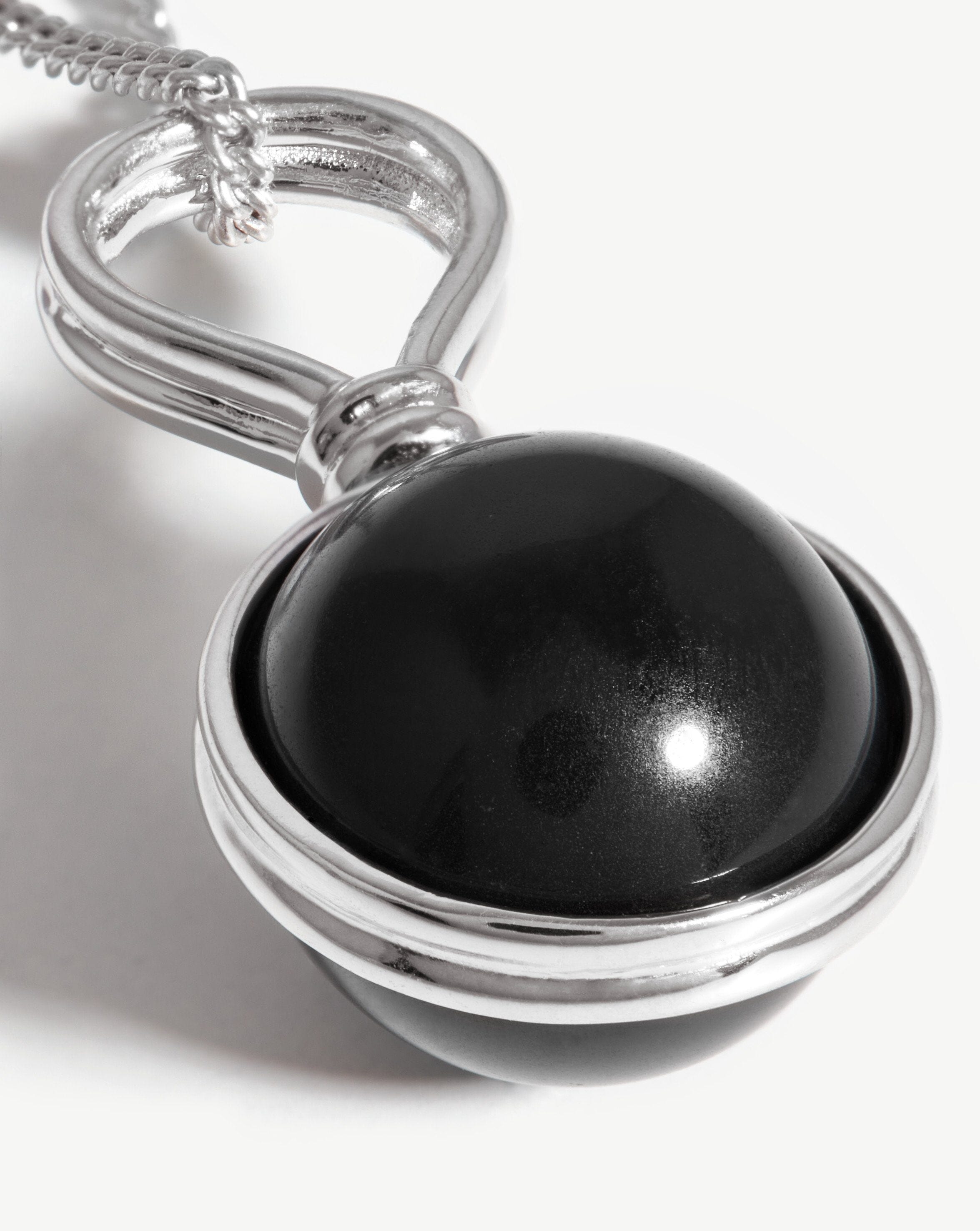 Mini Sphere Pendant Necklace | Sterling Silver/Black Onyx Necklaces Missoma 