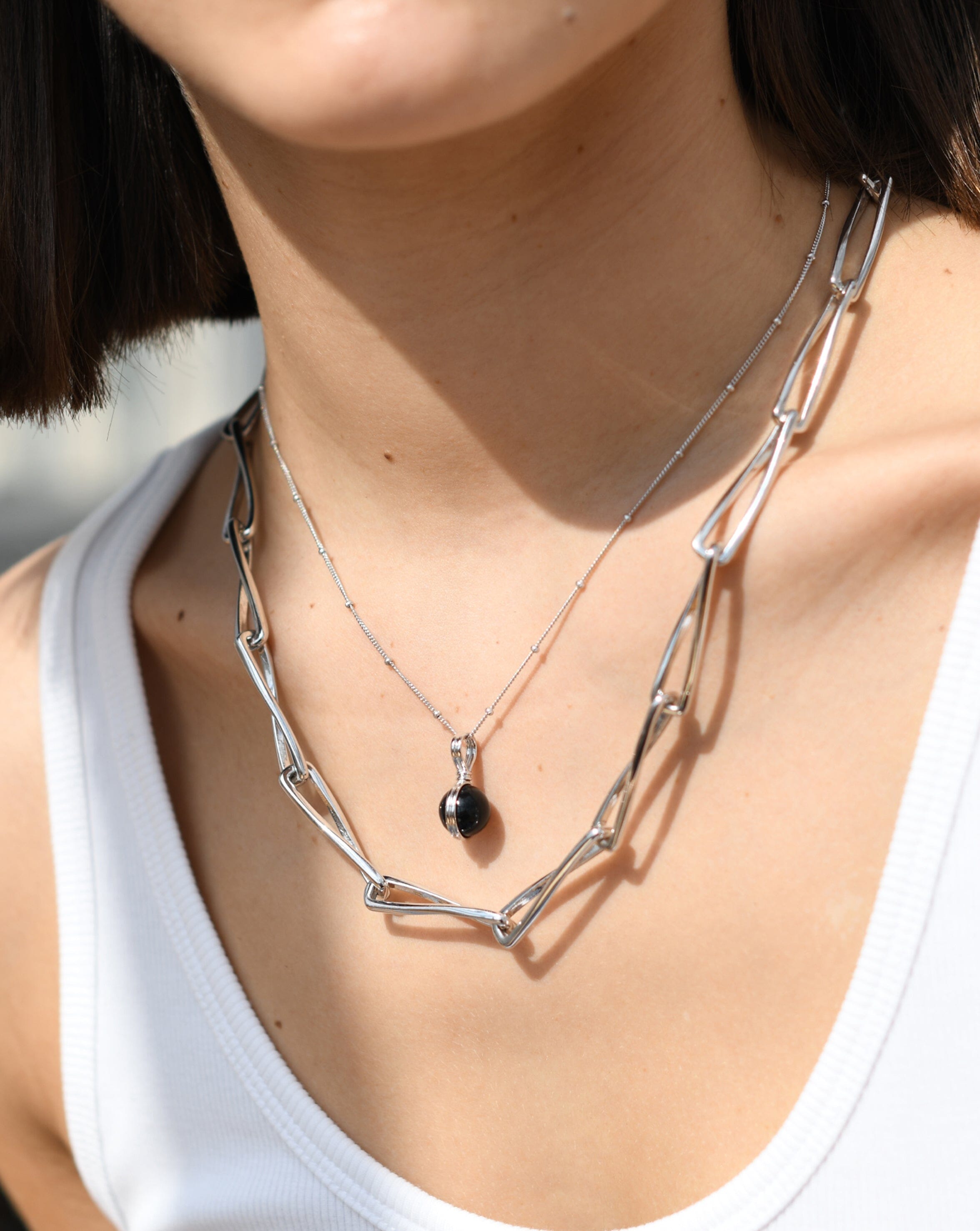Mini Sphere Pendant Necklace | Sterling Silver/Black Onyx Necklaces Missoma 