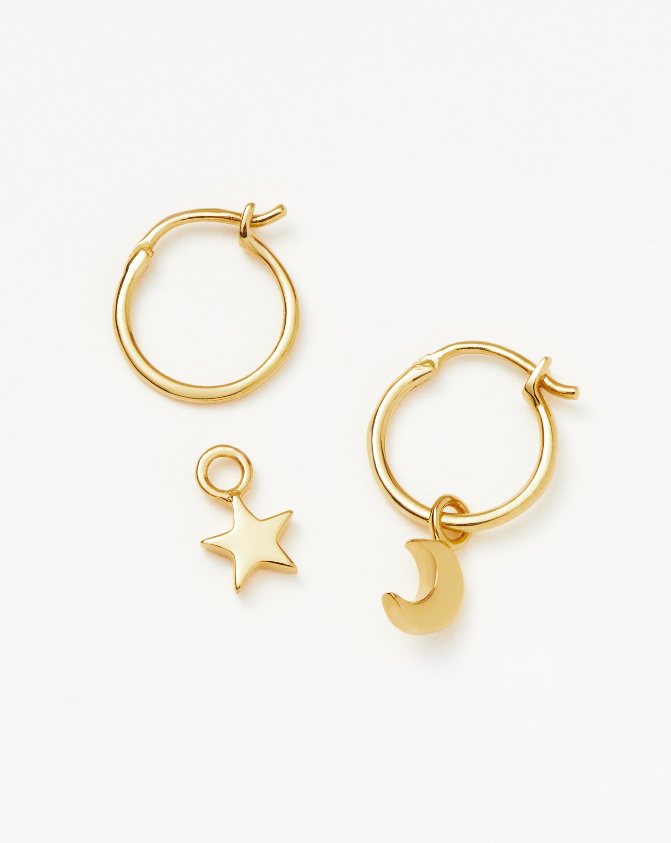 Mini Star Moon Charm Hoop Earrings