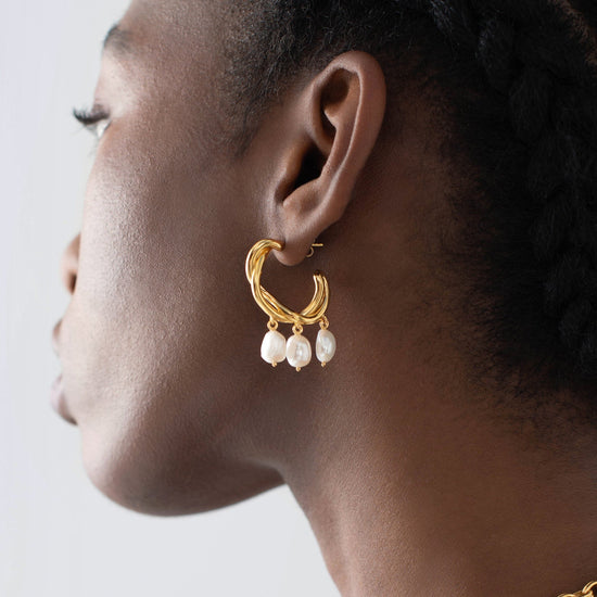 Molten Baroque Pearl Drop Hoop Earrings Earrings Missoma 