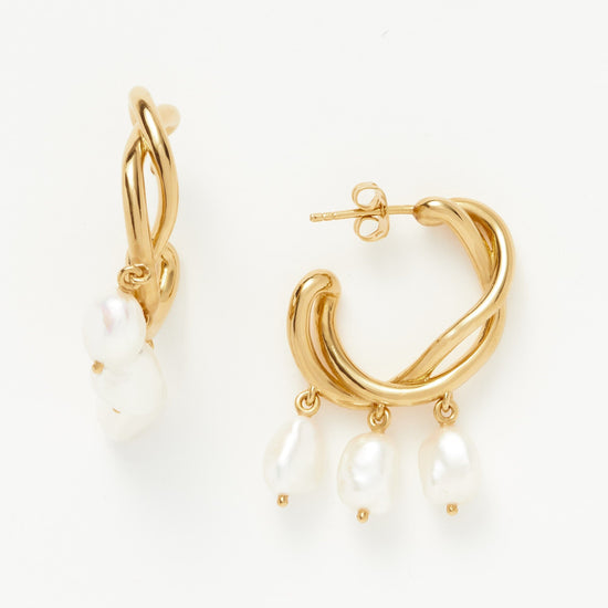 Molten Baroque Pearl Drop Hoop Earrings Earrings Missoma 
