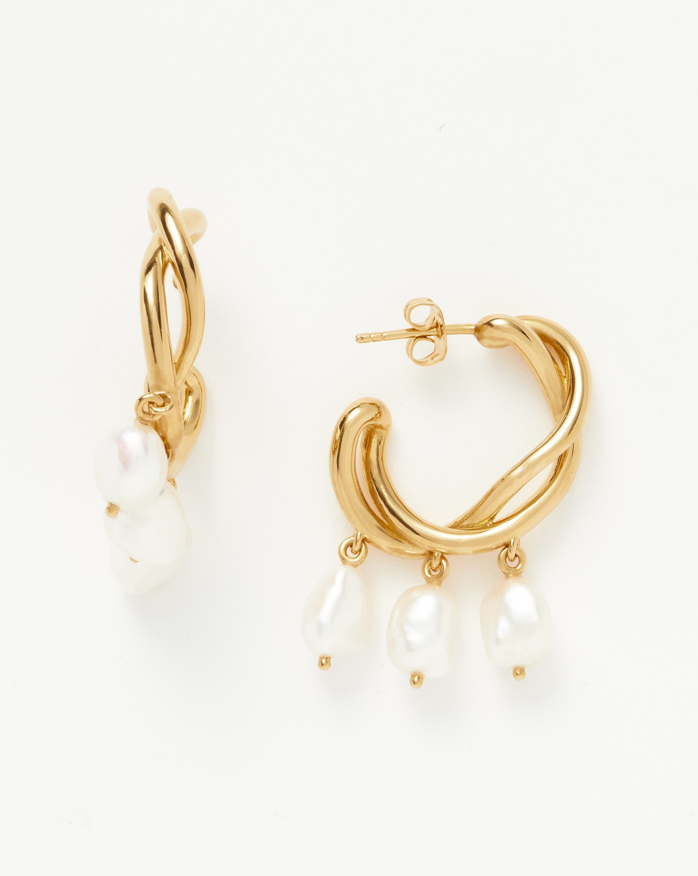 Molten Baroque Pearl Drop Hoop Earrings Earrings Missoma 