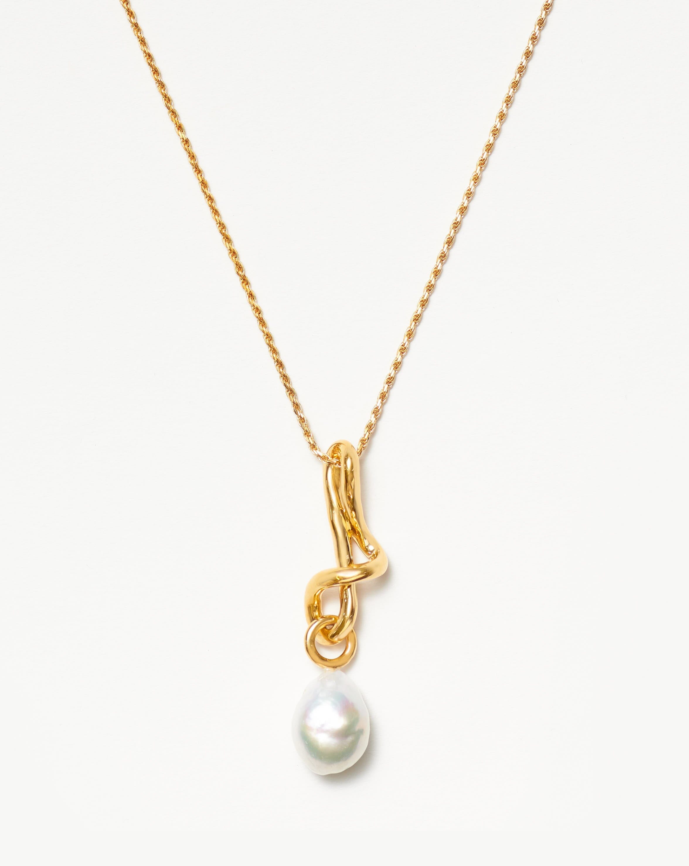 Molten Baroque Pearl Drop Pendant Necklace | 18ct Gold Plated/Pearl Necklaces Missoma 