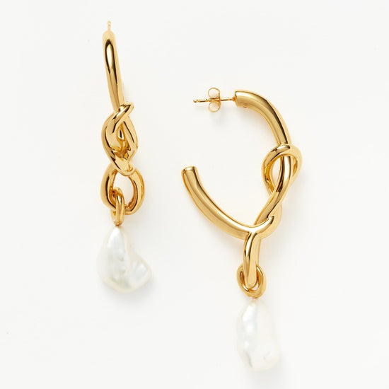Molten Baroque Pearl Knot Drop Hoop Earrings Earrings Missoma 