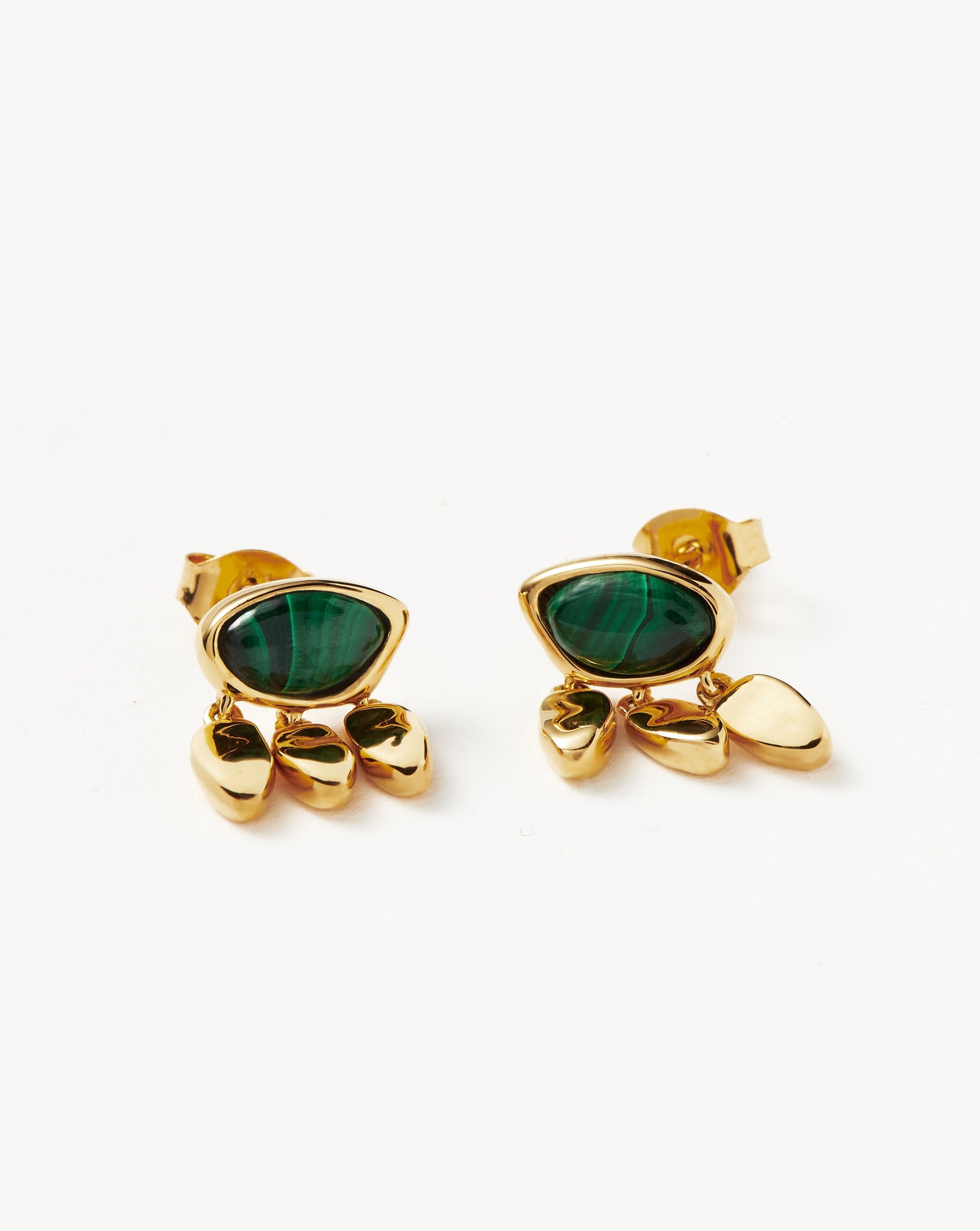 Shop Rubans Rose Gold Plated Zirconia & Green Stone Studded Earrings.  Online at Rubans