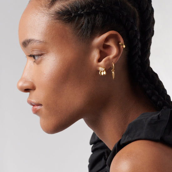 Molten Gemstone Charm Stud Earrings | 18ct Gold Plated Vermeil/Rainbow Moonstone Earrings Missoma 