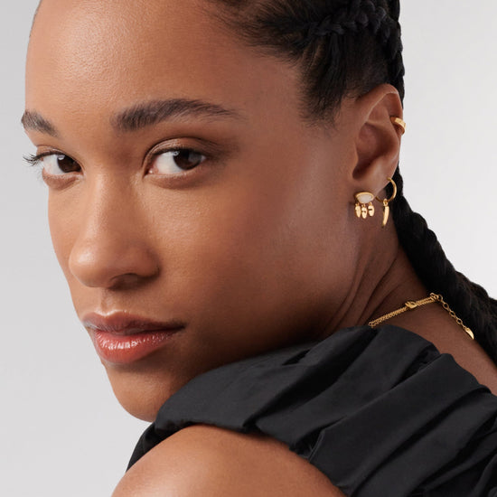 Molten Gemstone Charm Stud Earrings | 18ct Gold Plated Vermeil/Rainbow Moonstone Earrings Missoma 