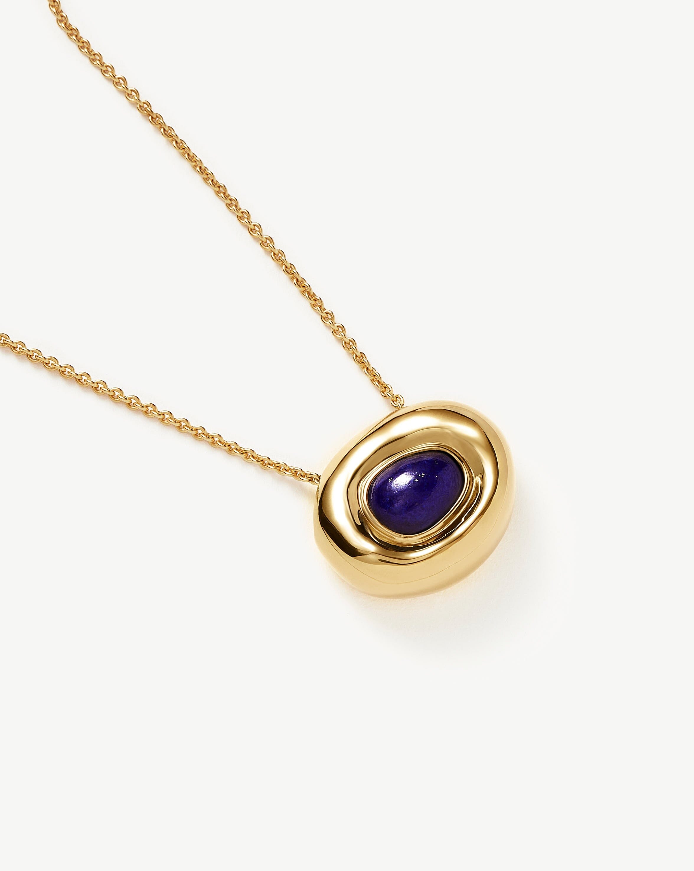 Molten Gemstone Floating Pendant Necklace | 18ct Gold Plated Vermeil/Lapis  Necklaces | Missoma