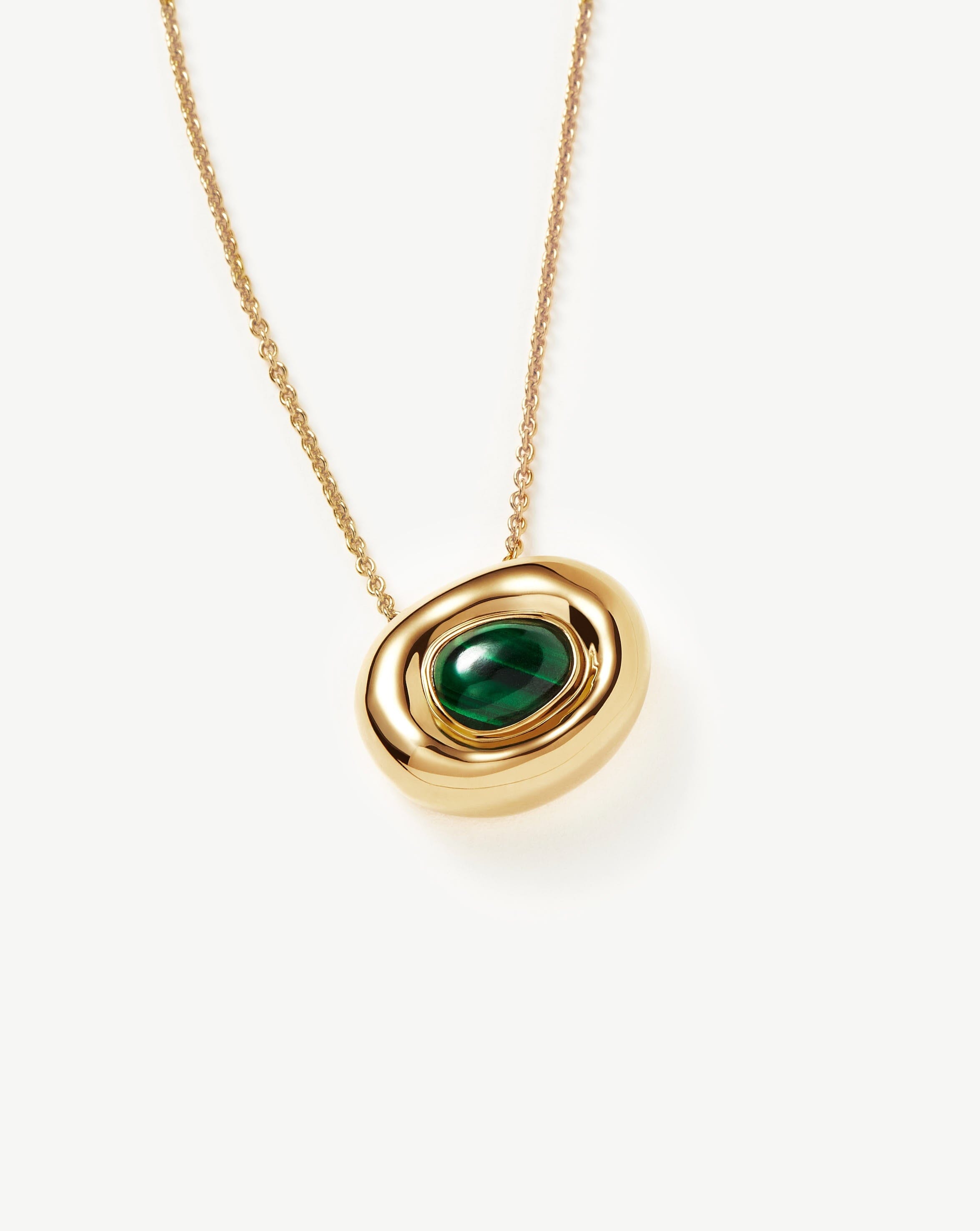 Molten Gemstone Floating Pendant Necklace | 18ct Gold Plated Vermeil/Malachite  Necklaces | Missoma
