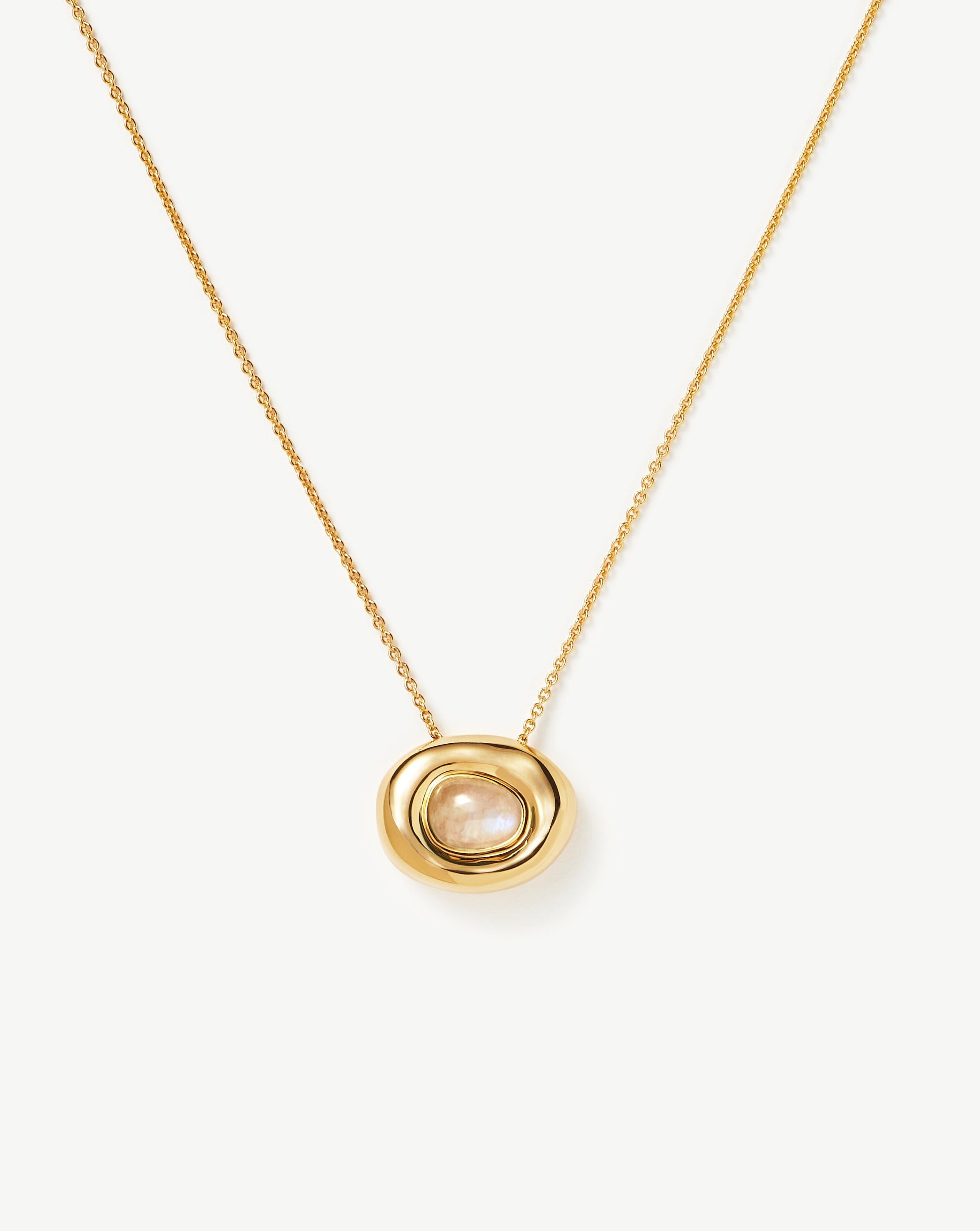 Molten Gemstone Doughnut Pendant Necklace | 18ct Gold Plated Vermeil/Rainbow Moonstone Necklaces Missoma 