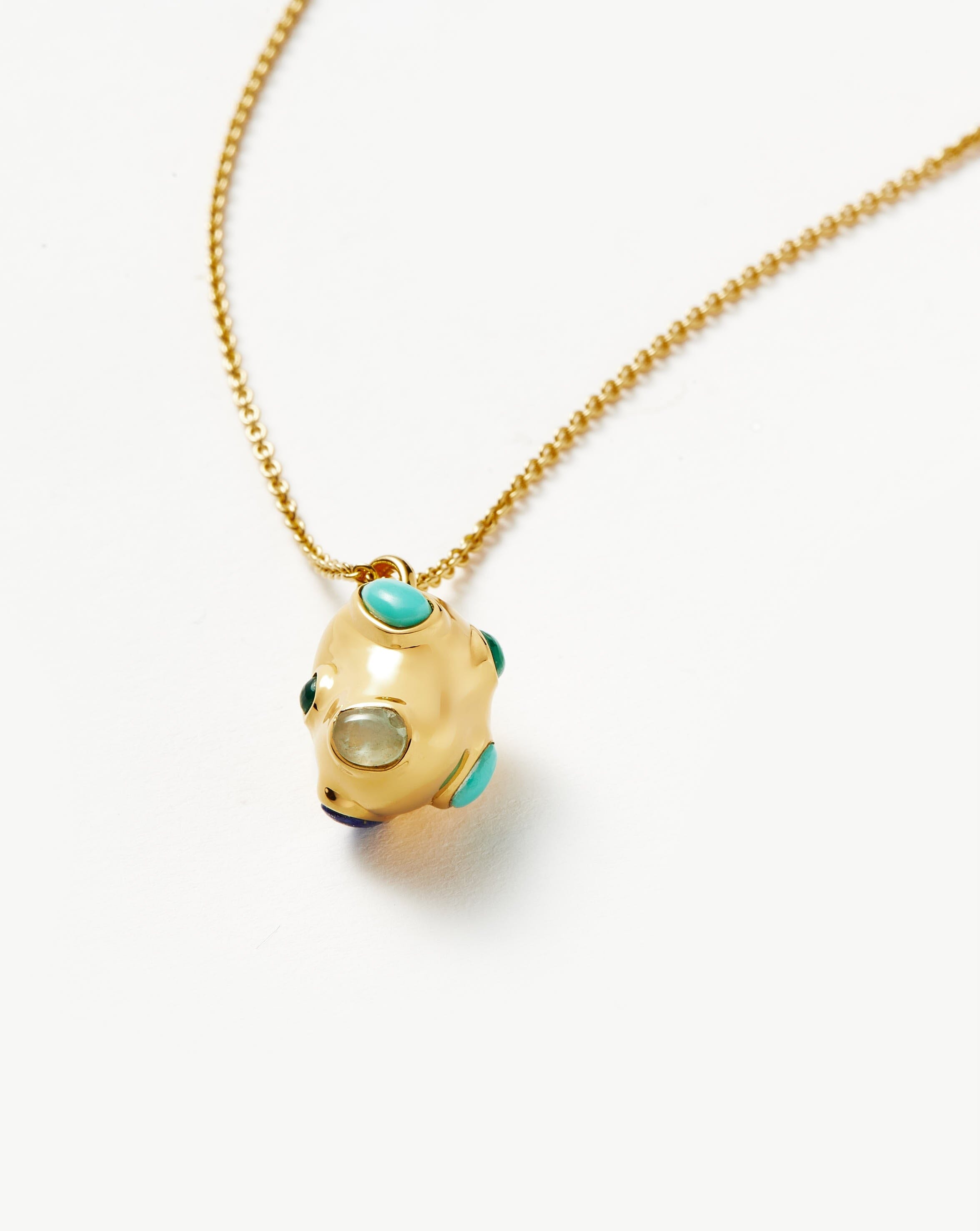 Molten Gemstone Nugget Pendant Necklace | 18ct Gold Plated Vermeil/Multi & Lapis Necklaces Missoma 