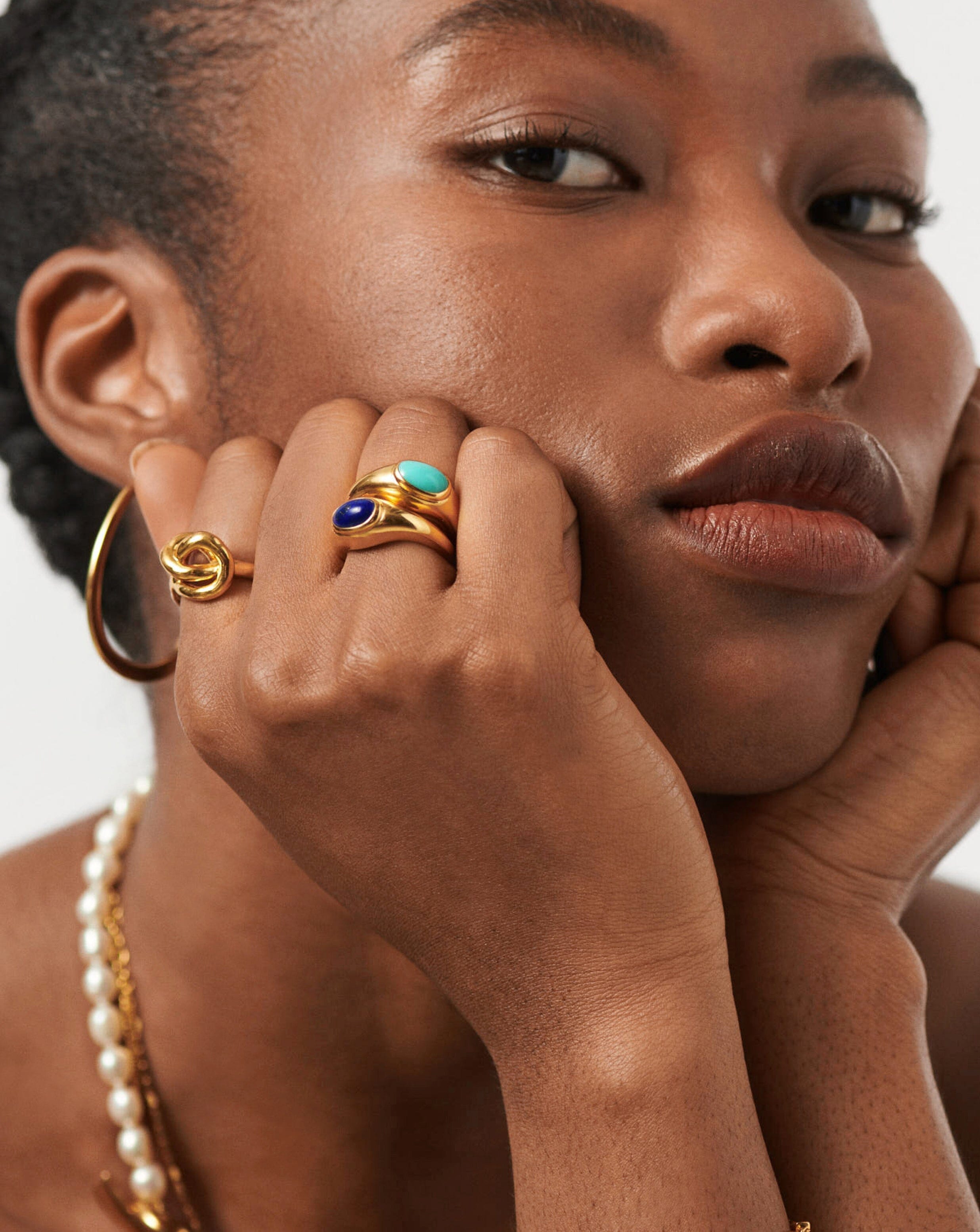 Molten Gemstone Ring | 18ct Gold Plated Vermeil/Lapis Rings Missoma 