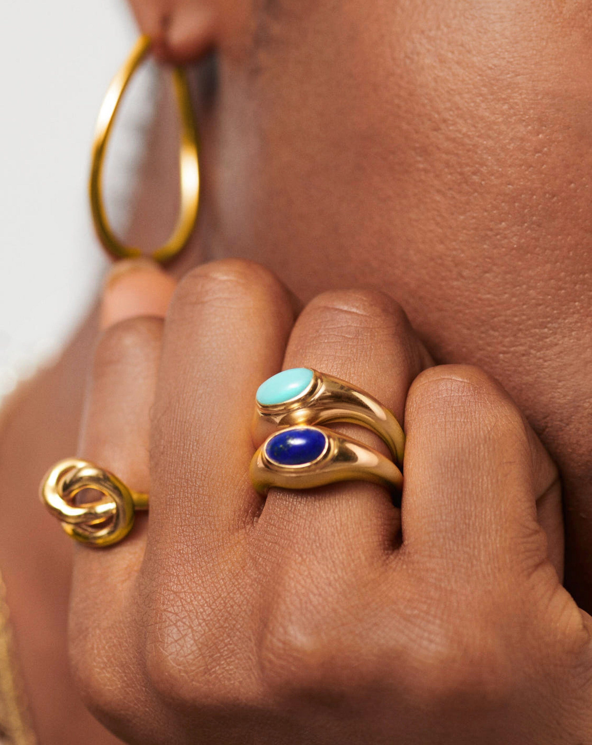Molten Gemstone Ring | 18ct Gold Plated Vermeil/Lapis Rings | Missoma