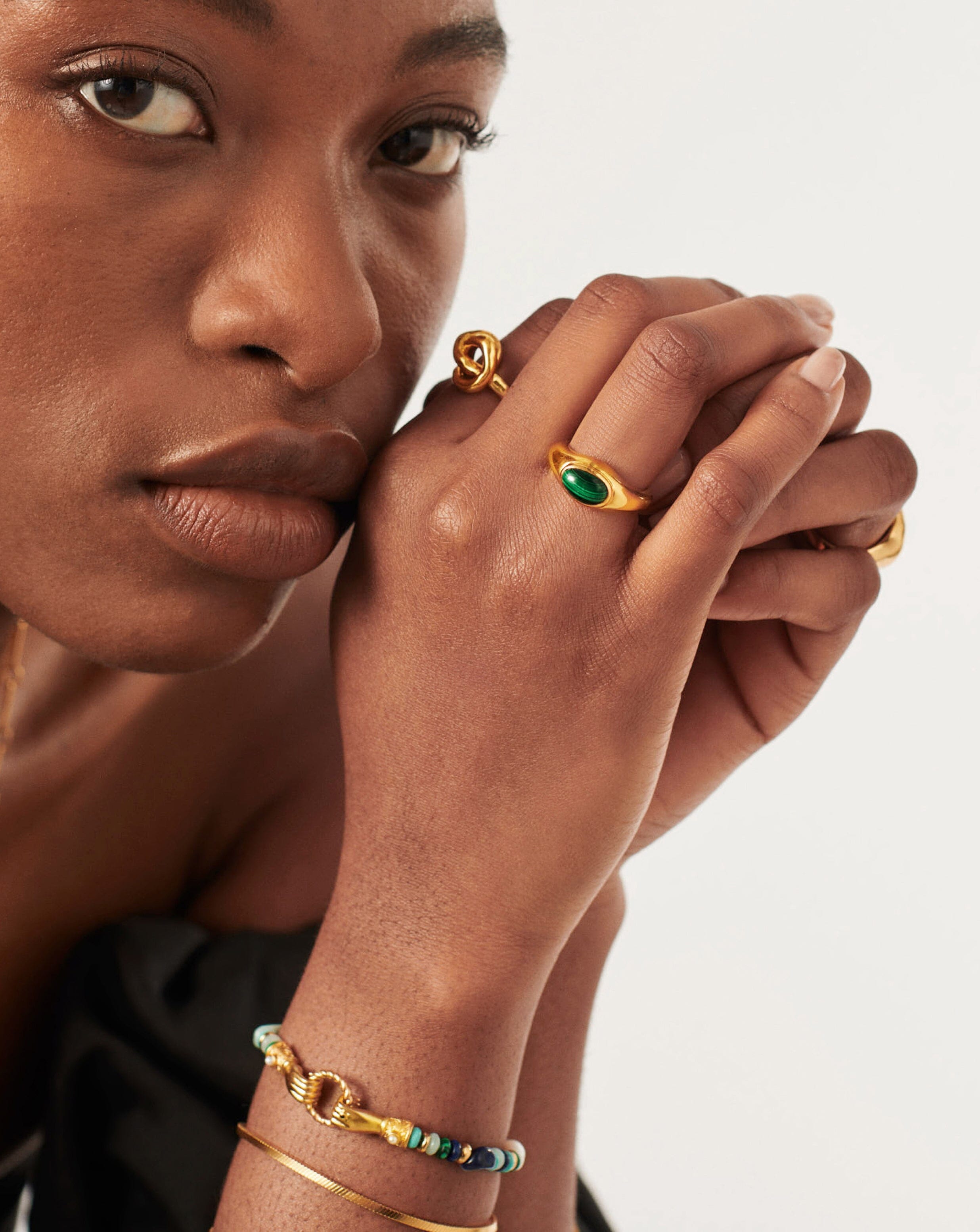 Molten Gemstone Ring | 18ct Gold Plated Vermeil/Malachite Rings Missoma 