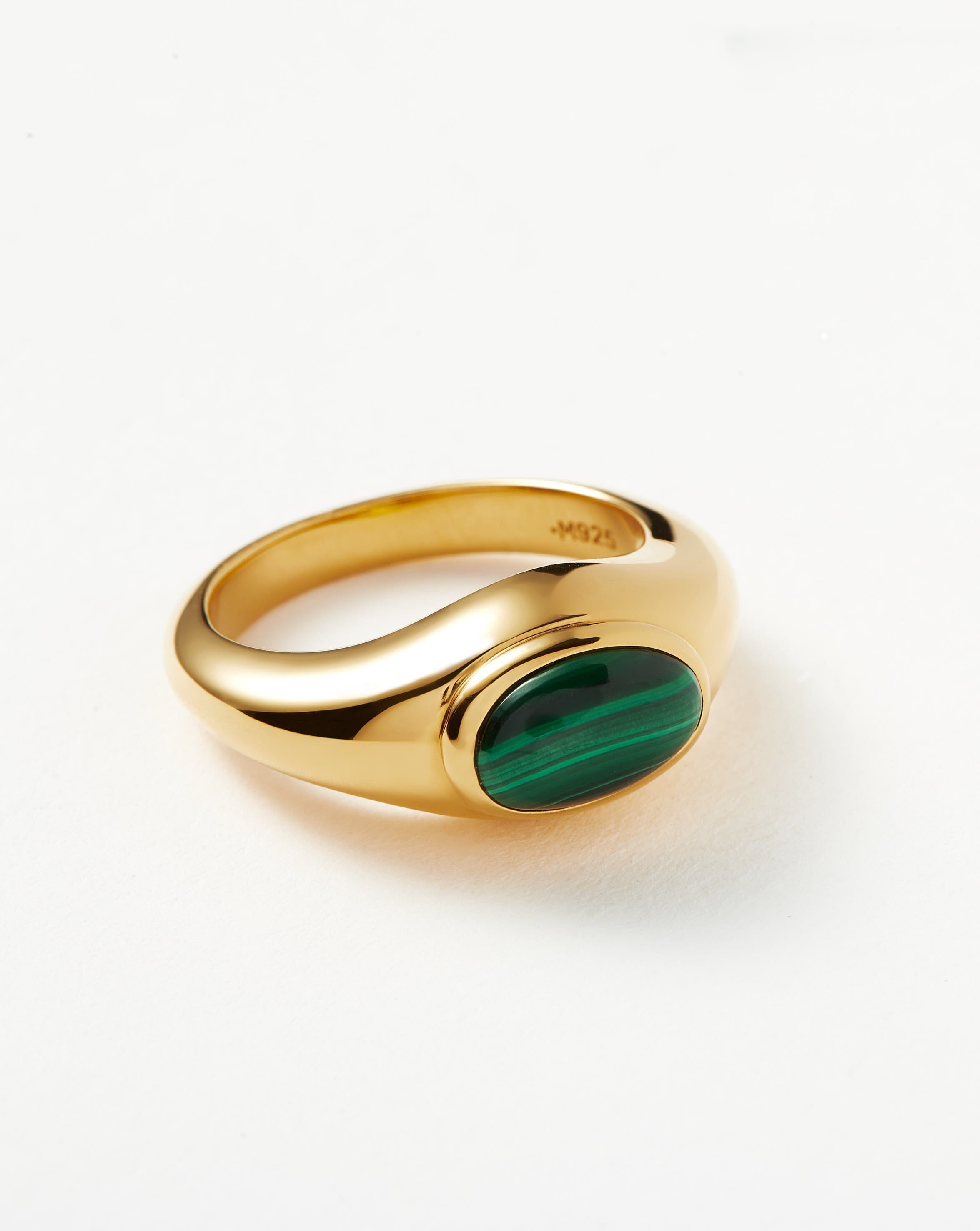 Molten Gemstone Ring | 18ct Gold Plated Vermeil/Malachite Rings Missoma 