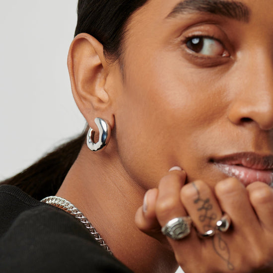 Molten Large Open Stud Earrings | Silver Plated Earrings Missoma 