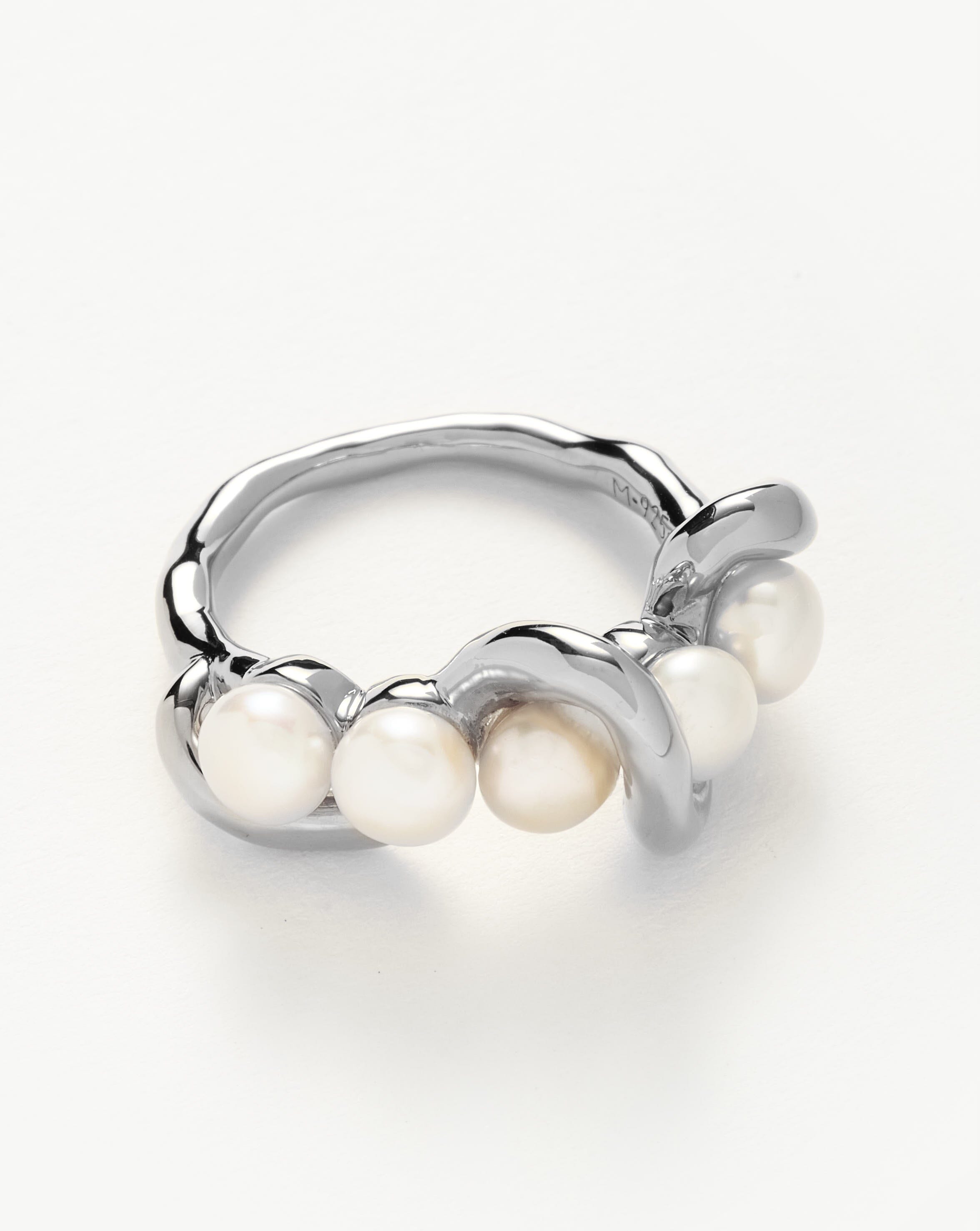 Silver Diamante & Pearl Twisted Ring in 2023