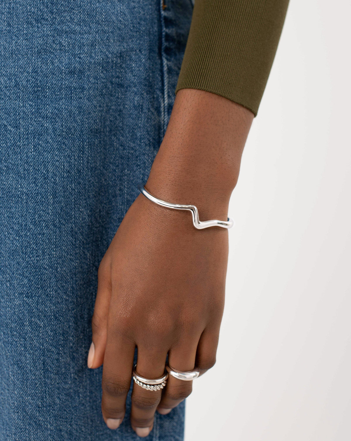 Molten Wave Silver Cuff Bracelet