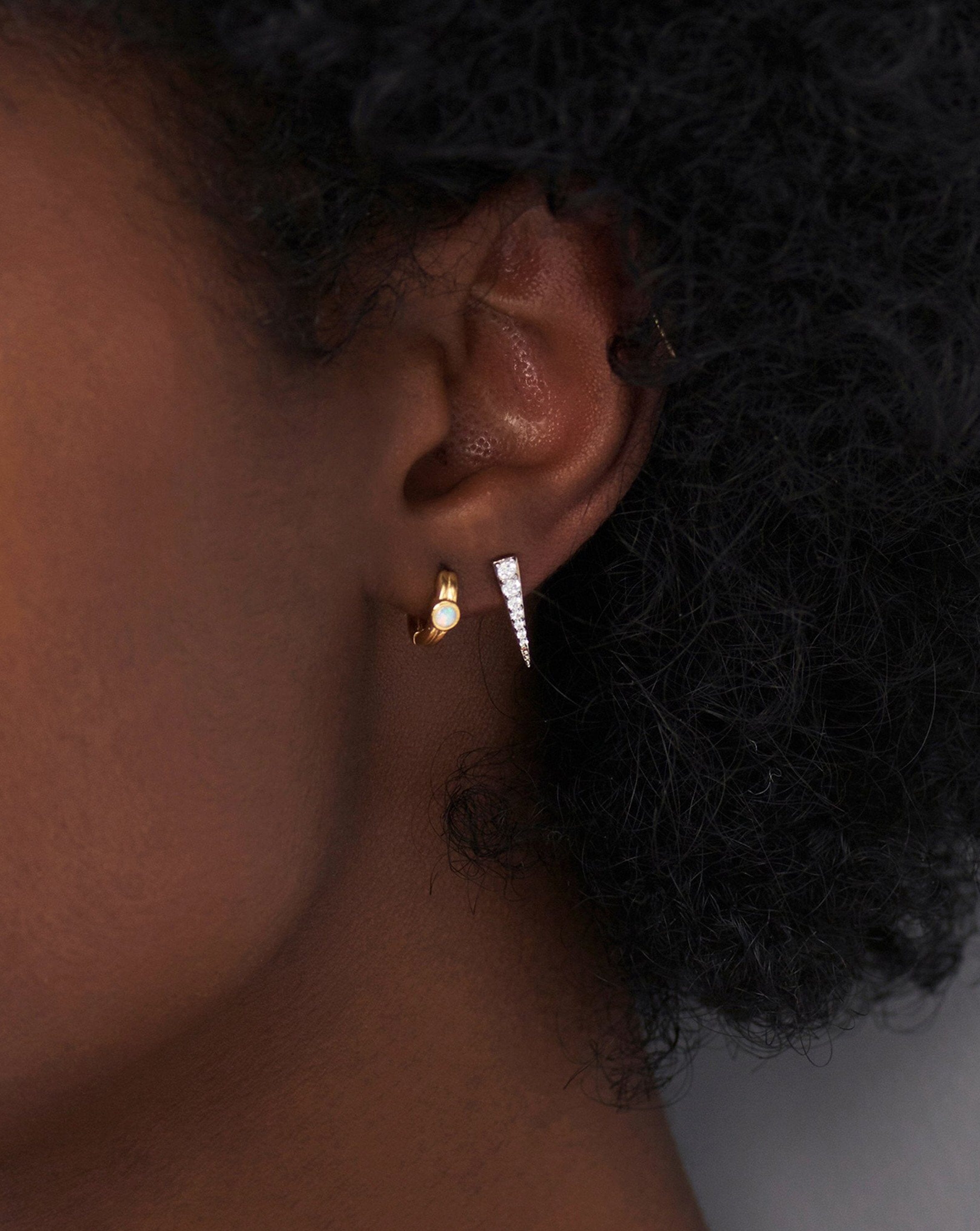 Opalite Single Stone Huggies Earrings Missoma 