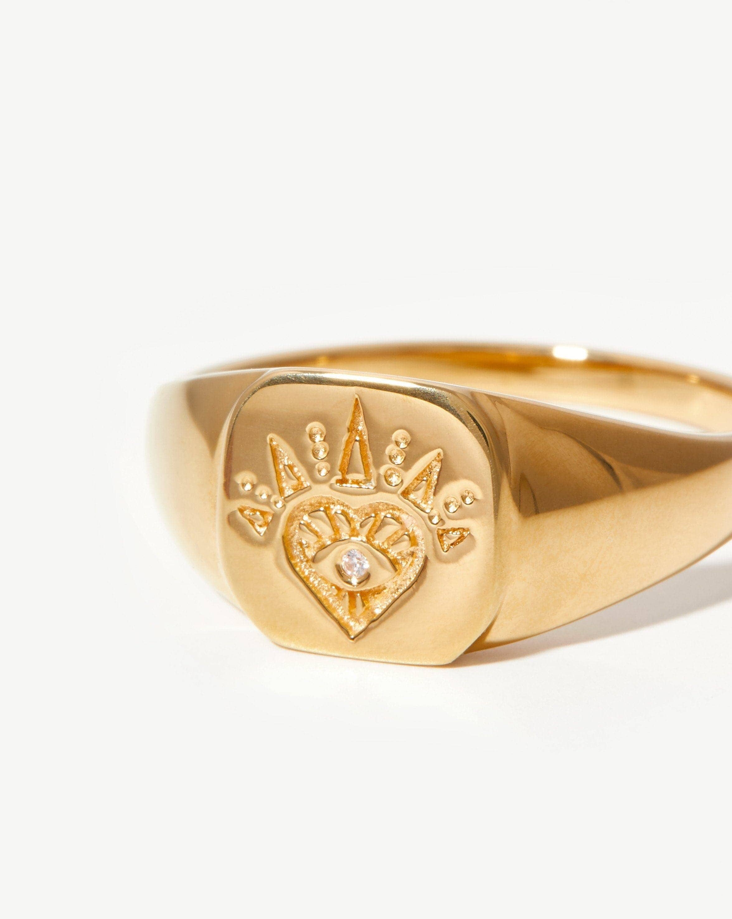Open Heart Signet Ring | 18ct Gold Plated Vermeil