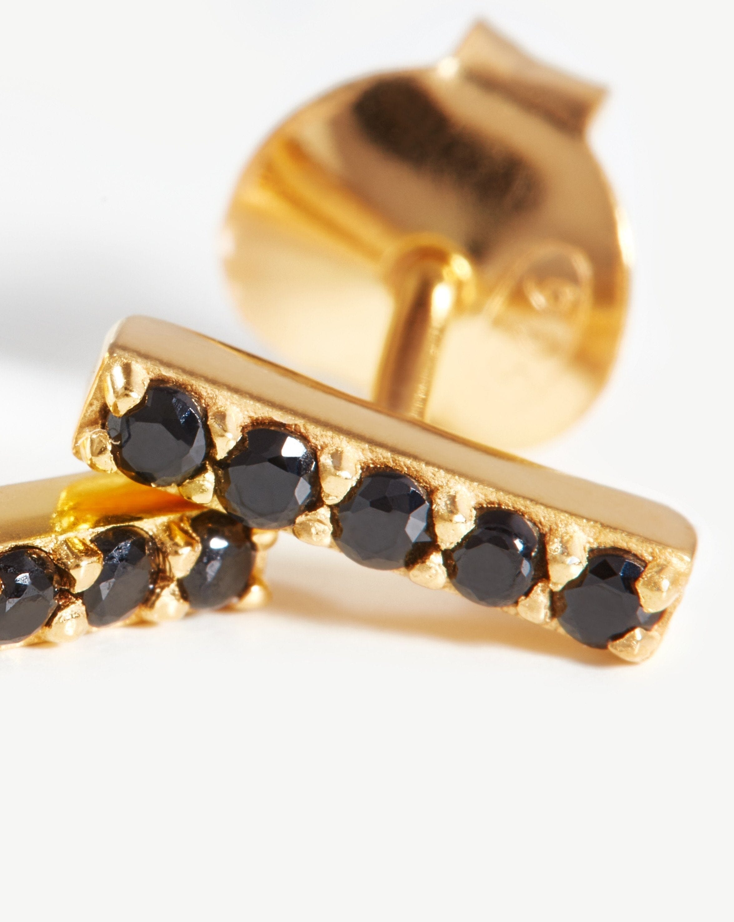 Pave Bar Stud Earrings | 18ct Gold Plated Vermeil/Black Spinel Earrings Missoma 