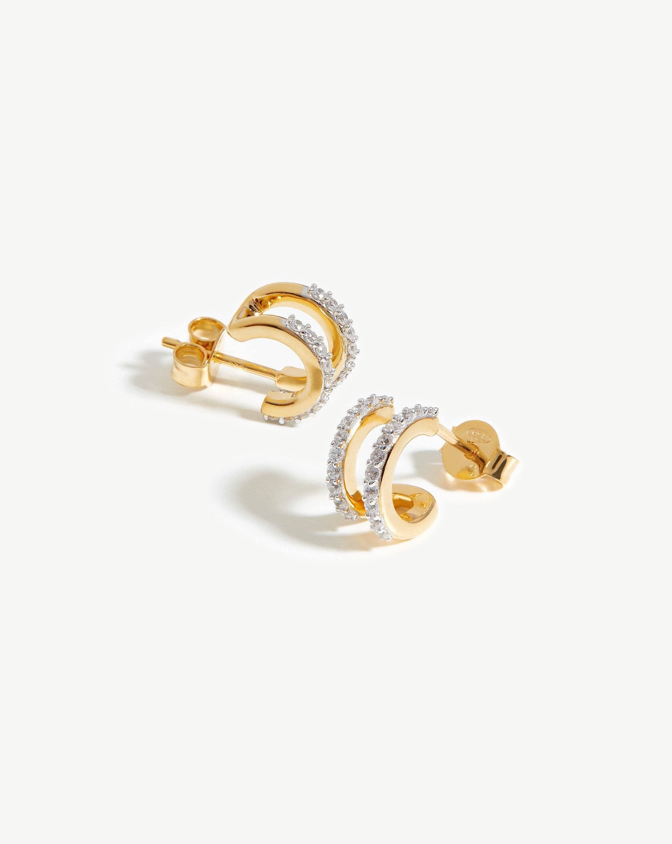Pave Double Huggies | 18ct Gold Plated Vermeil/Cubic Zirconia Earrings Missoma 
