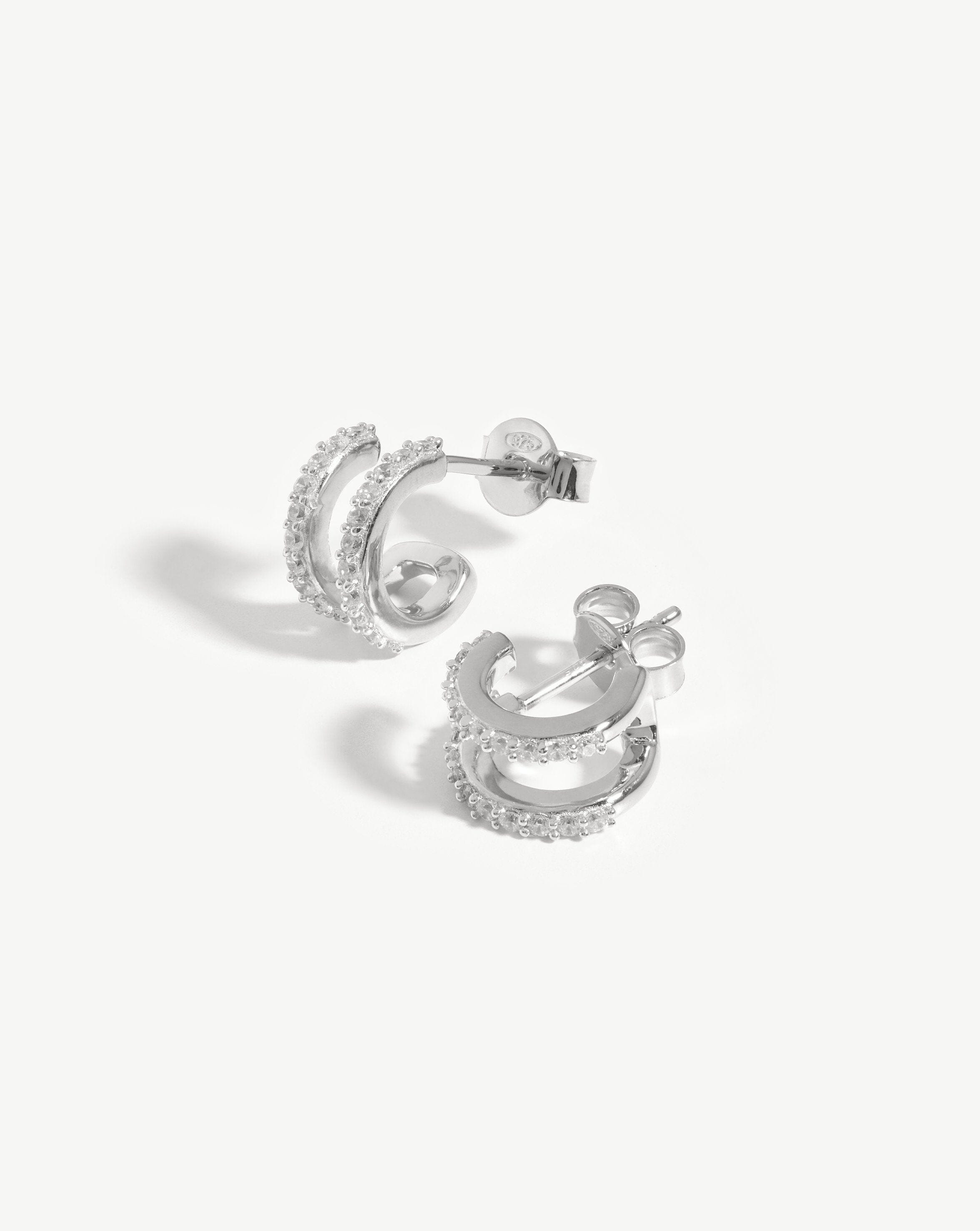 Pave Double Huggies | Sterling Silver/Cubic Zirconia Earrings Missoma 
