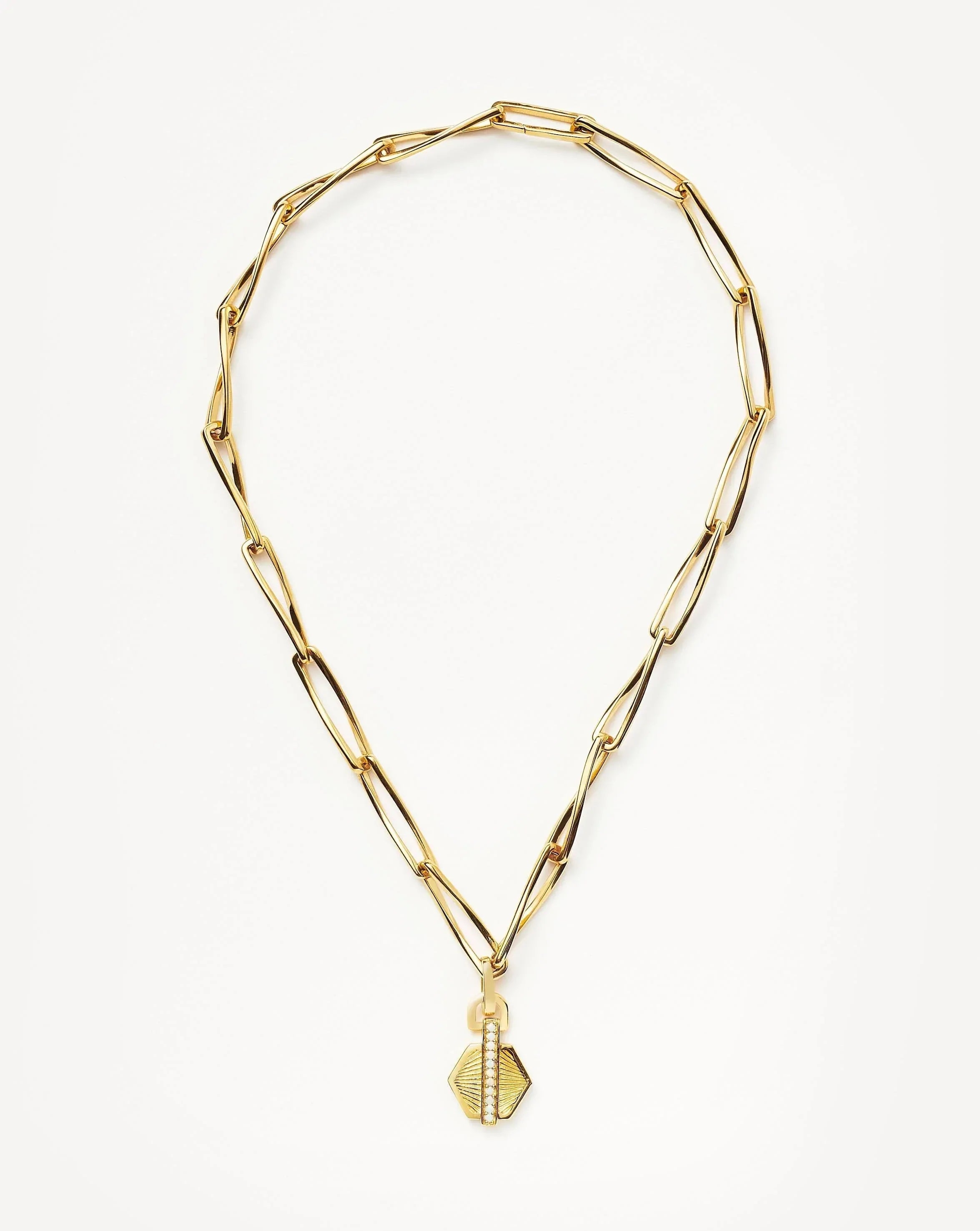 Pave Hex Twisted Link Chain Necklace | 18ct Gold Plated/Opalite Necklaces Missoma 