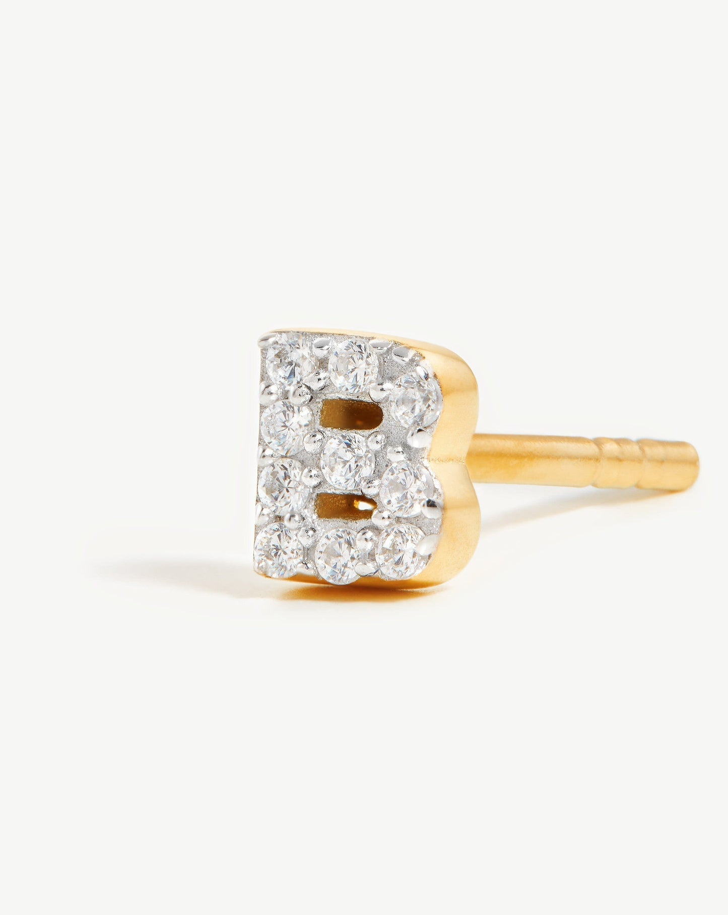 Pave Initial Single Stud Earring - Initial B | 18ct Gold Plated Vermeil/Cubic Zirconia Earrings Missoma 