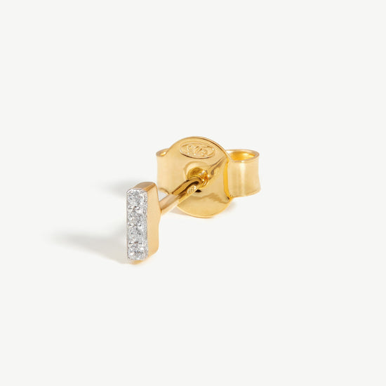 Pave Initial Single Stud Earring - Initial I | 18ct Gold Plated Vermeil/Cubic Zirconia Earrings Missoma 