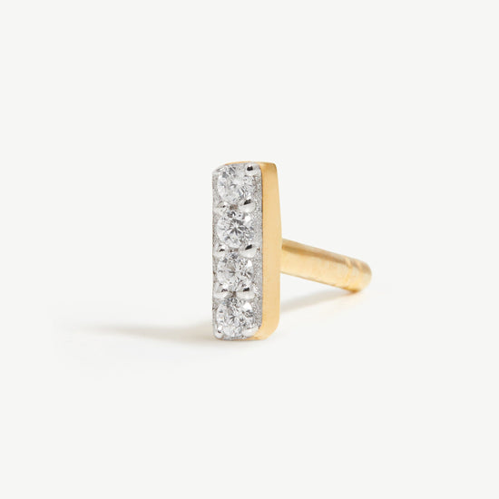 Pave Initial Single Stud Earring - Initial I | 18ct Gold Plated Vermeil/Cubic Zirconia Earrings Missoma 