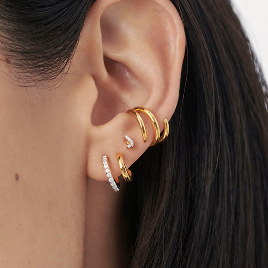 Pave Initial Single Stud Earring - Initial J | 18ct Gold Plated Vermeil/Cubic Zirconia Earrings Missoma 