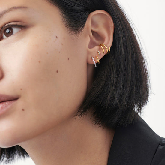 Pave Initial Single Stud Earring - Initial J | 18ct Gold Plated Vermeil/Cubic Zirconia Earrings Missoma 