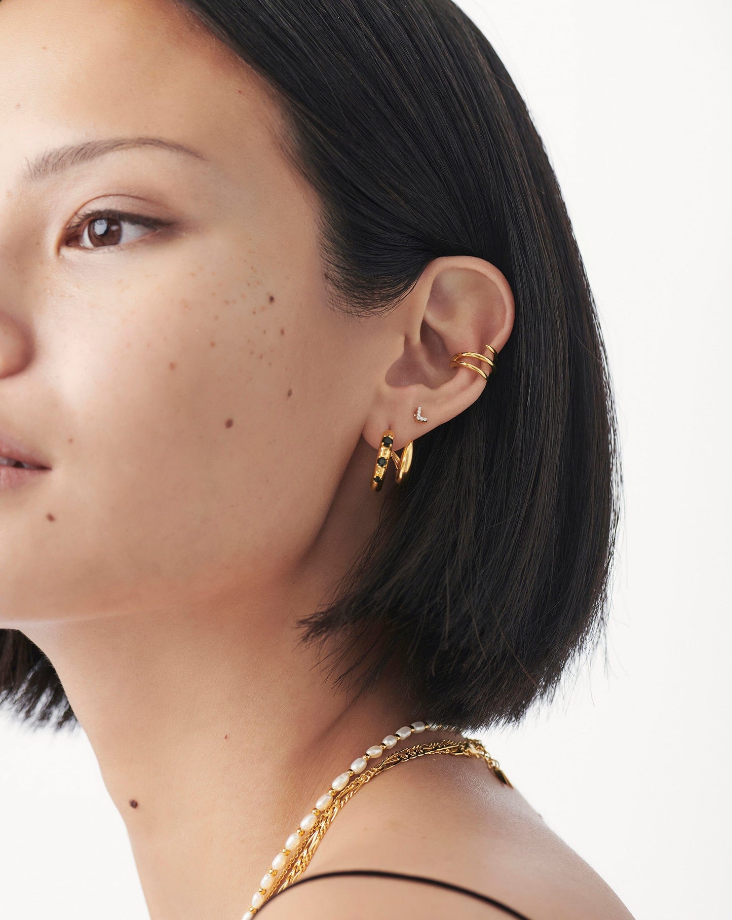 Pave Initial Single Stud Earring - Initial L | 18ct Gold Plated Vermeil/Cubic Zirconia Earrings Missoma 