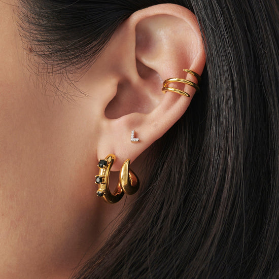 Pave Initial Single Stud Earring - Initial L | 18ct Gold Plated Vermeil/Cubic Zirconia Earrings Missoma 