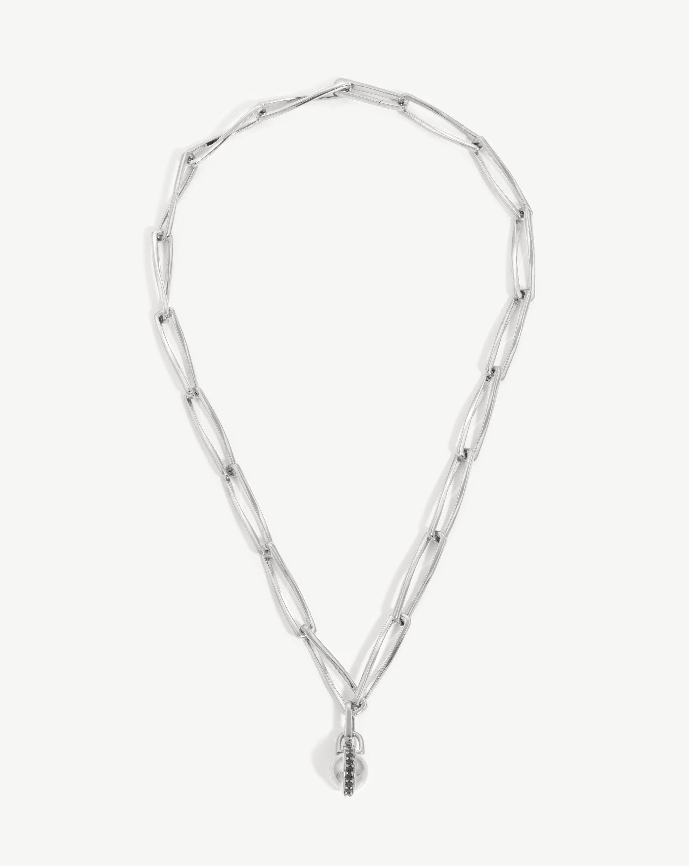 Pave Sphere Twisted Link Chain Necklace | Silver Plated/Black Spinel Necklaces Missoma 