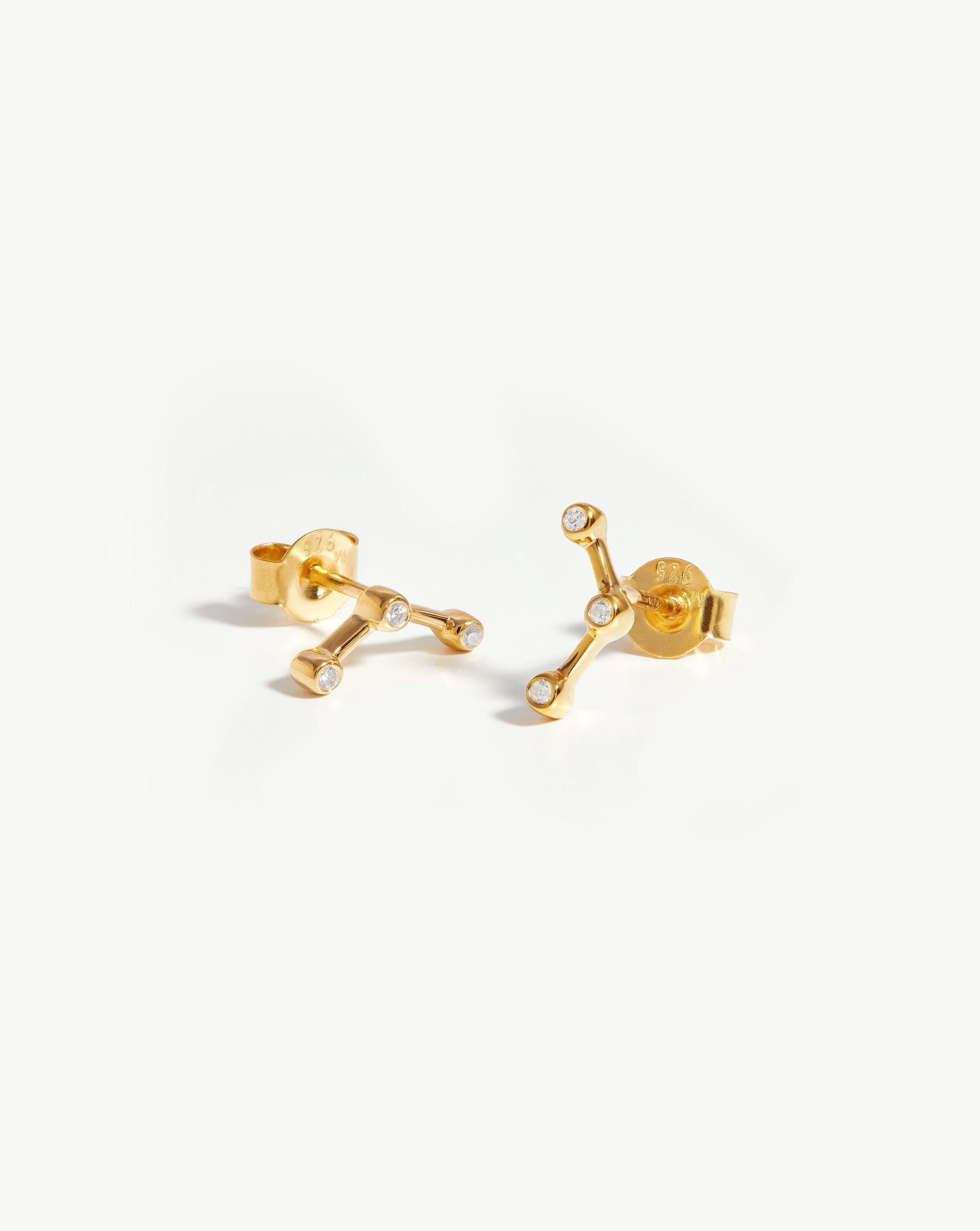 Pave Trilogy Stud Earrings | 18ct Gold Plated Vermeil/Cubic Zirconia Earrings Missoma 