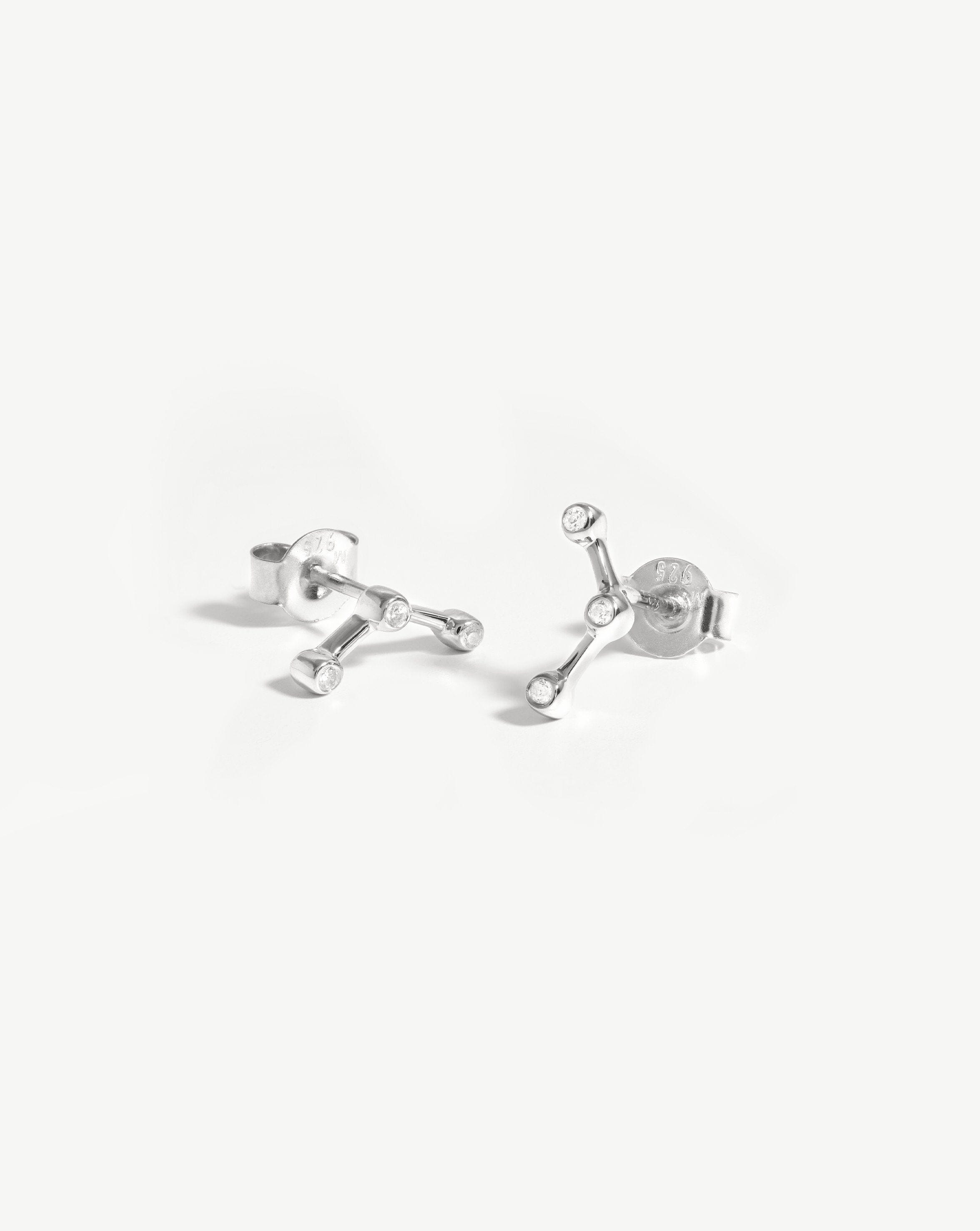 Pave Trilogy Stud Earrings | Sterling Silver/Cubic Zirconia Earrings Missoma 