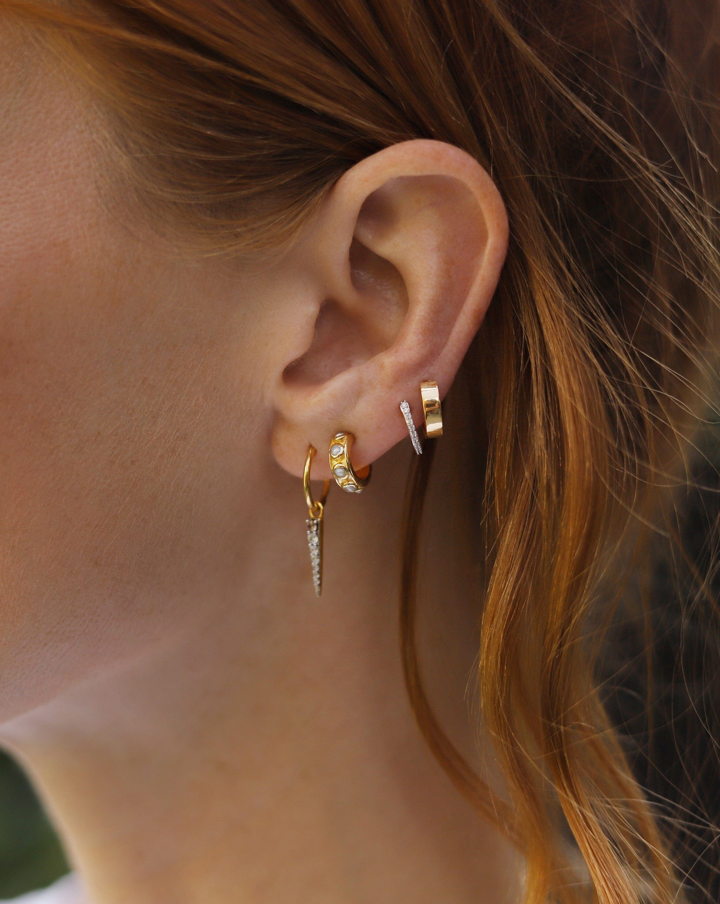 Pearl Studded Huggies | 18ct Gold Plated Vermeil/Pearl Earrings Missoma 