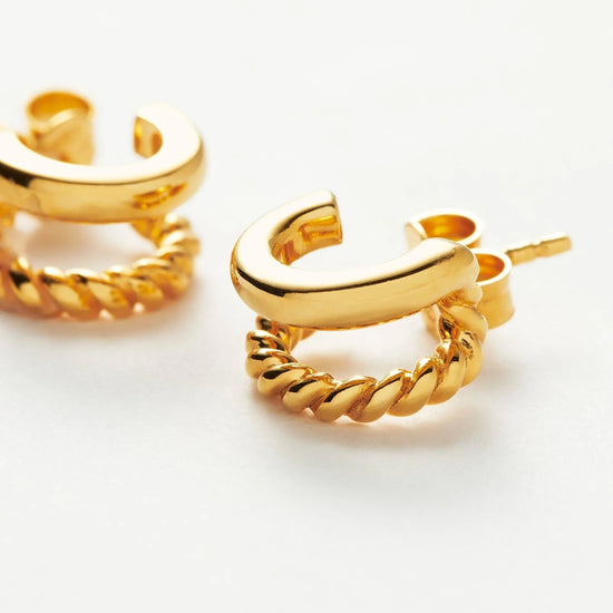 Radial Double Huggies | 18ct Gold Plated Vermeil Earrings Missoma 